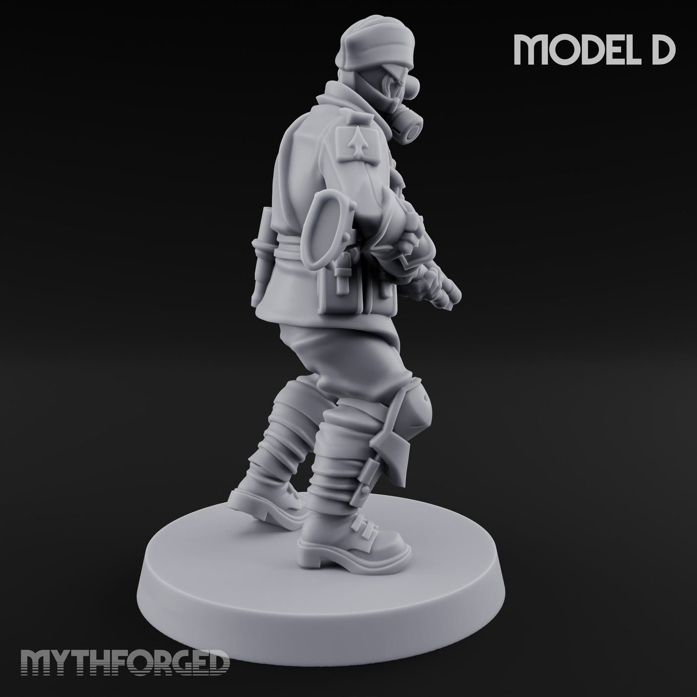 Cross Emblazoned Gun Bearing Ashen Trooper D Miniature for Dungeons and Dragons, Pathfinder or other TTRPGs