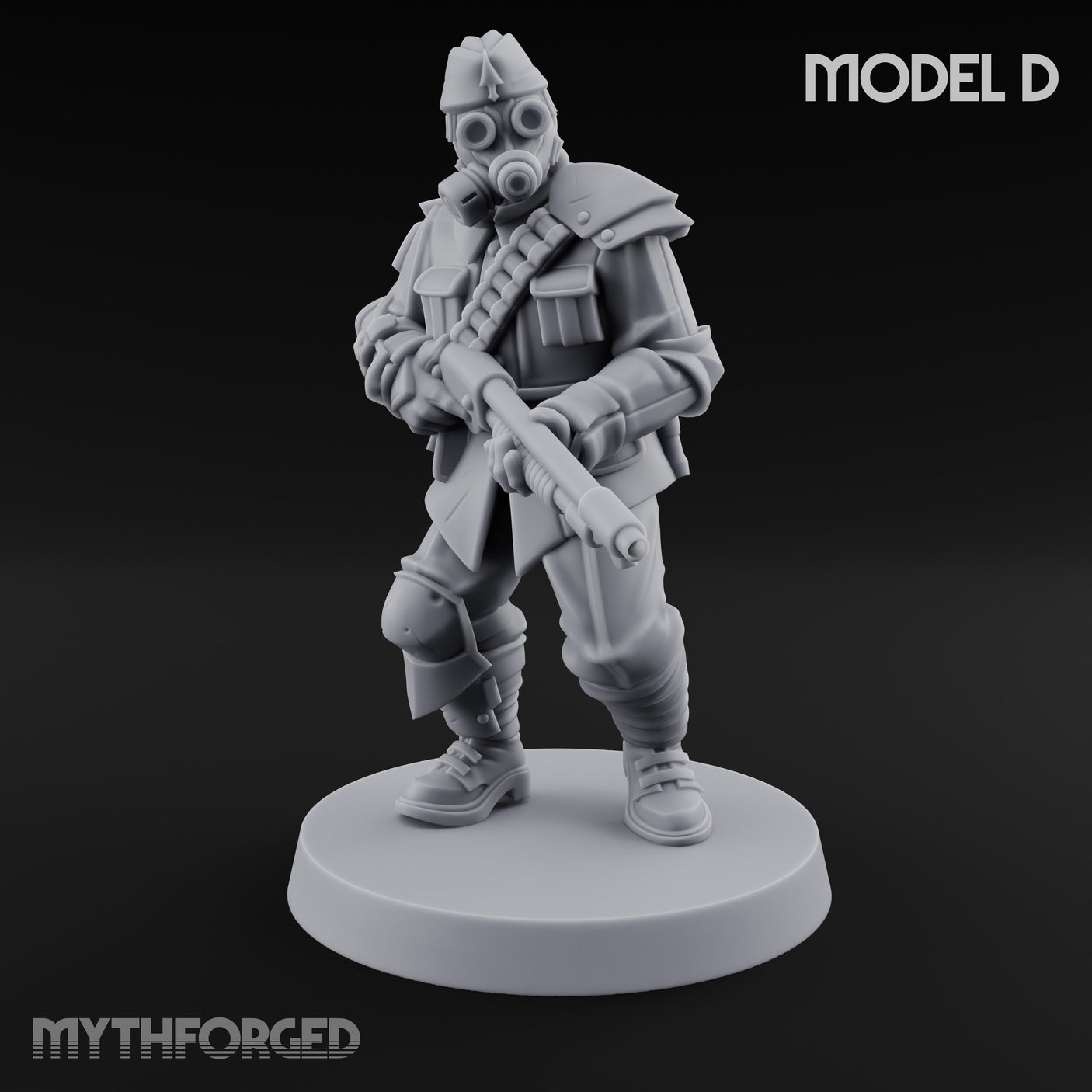 Cross Emblazoned Gun Bearing Ashen Trooper D Miniature for Dungeons and Dragons, Pathfinder or other TTRPGs