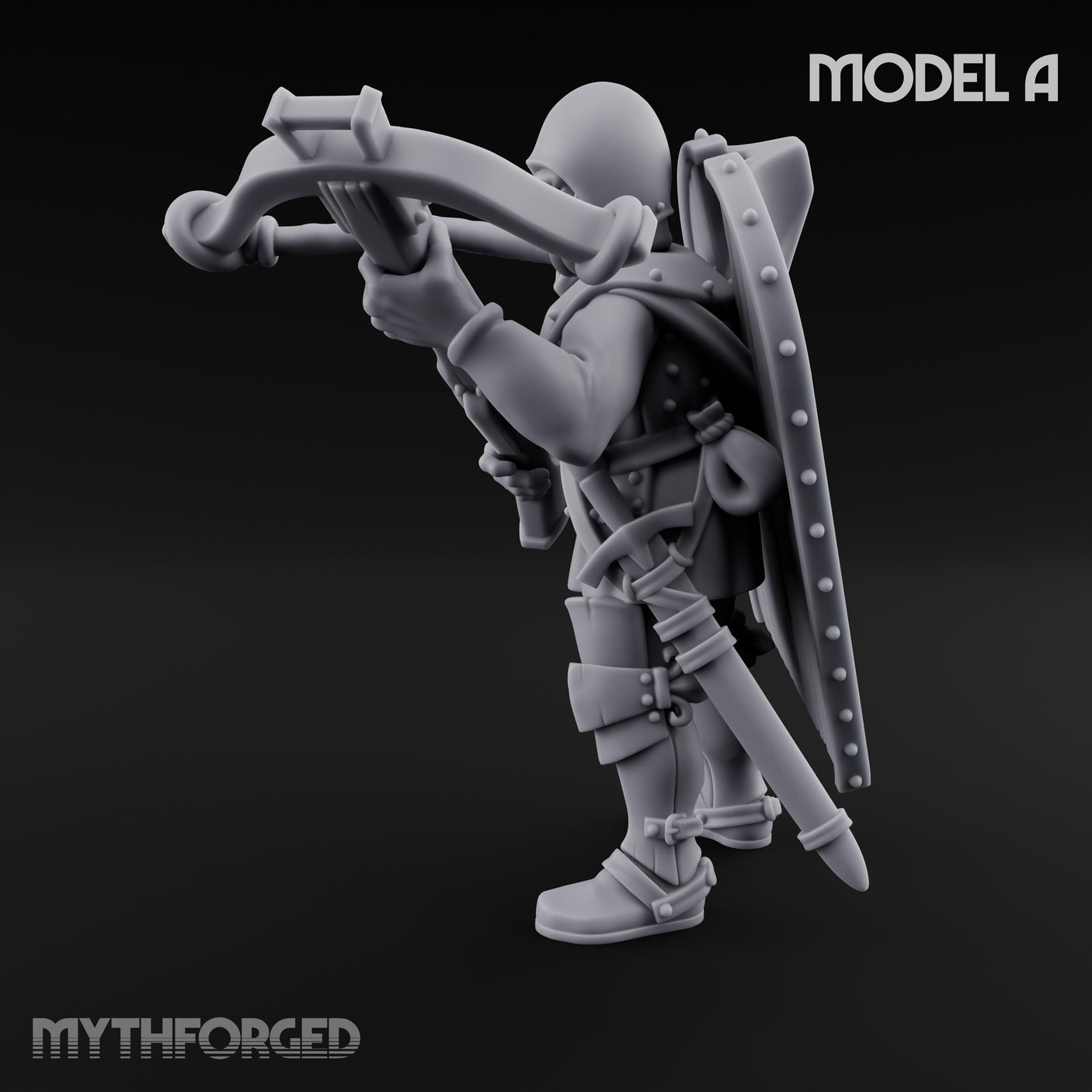 Crossbow Cranking Human Crossbowman A Miniature for Dungeons and Dragons, Pathfinder or other TTRPGs