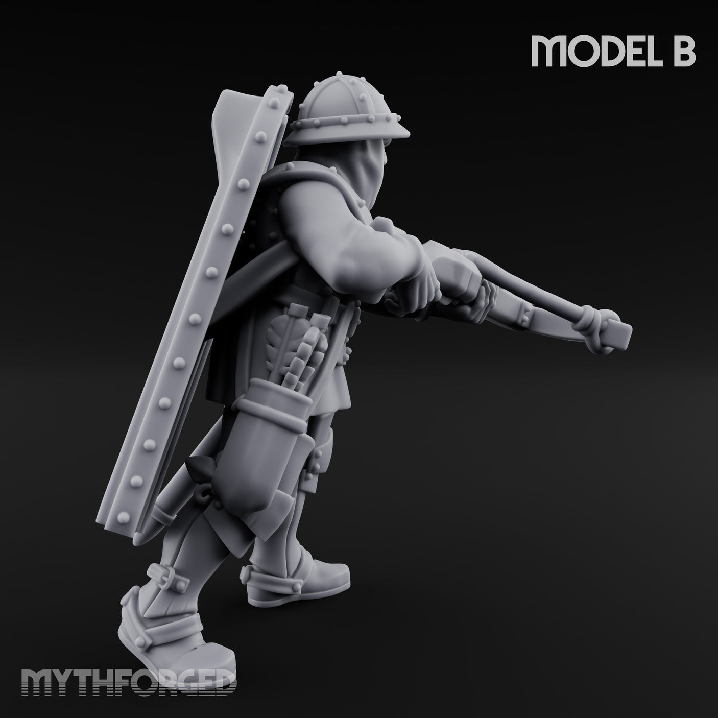 Crossbow Cranking Human Crossbowman B Miniature for Dungeons and Dragons, Pathfinder or other TTRPGs