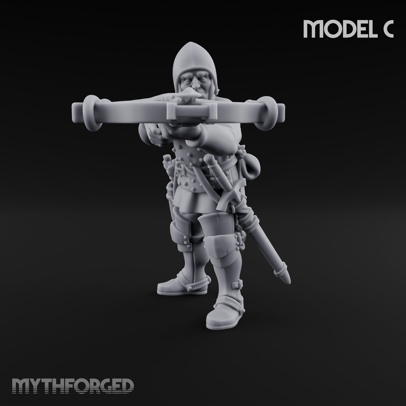 Crossbow Cranking Human Crossbowman C Miniature for Dungeons and Dragons, Pathfinder or other TTRPGs