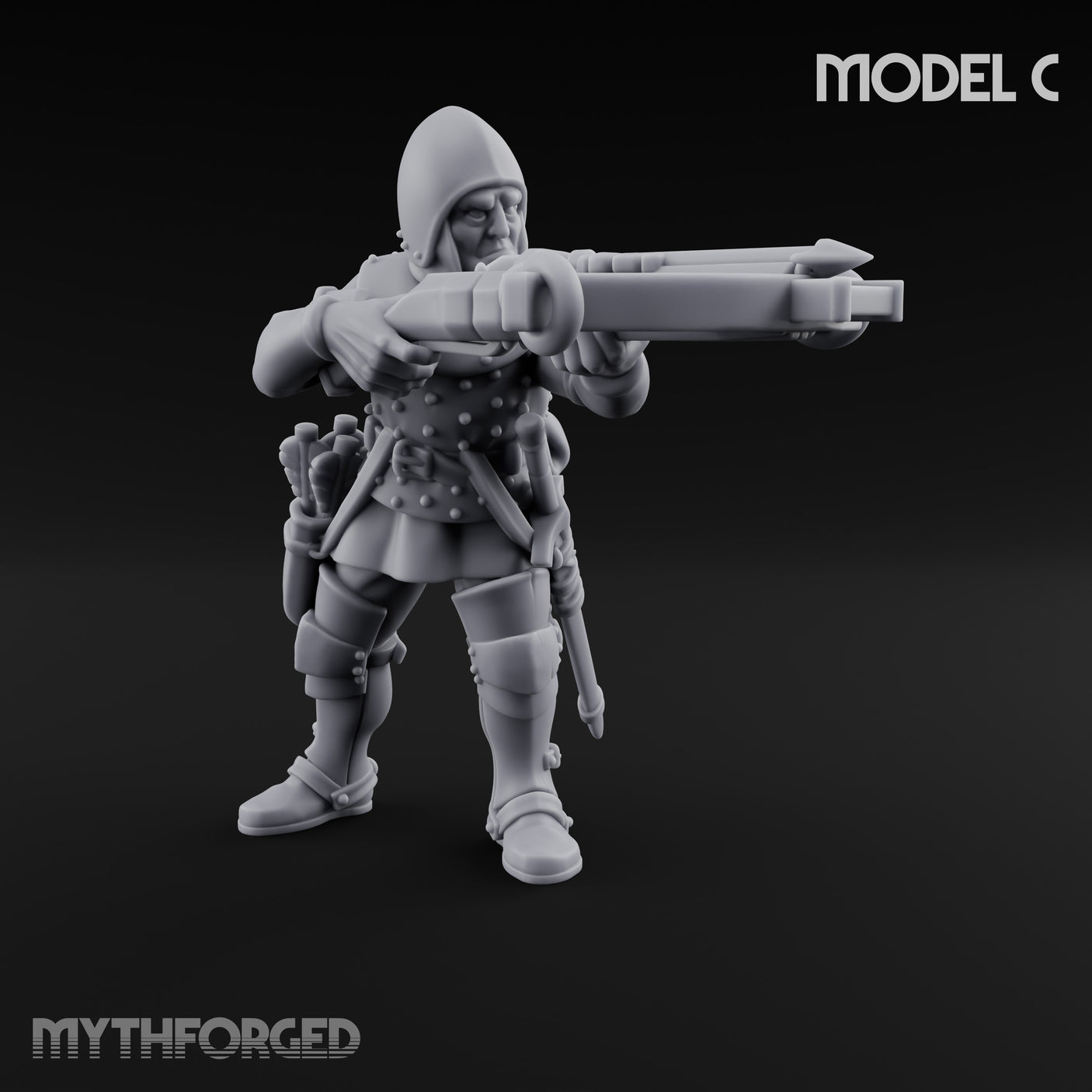 Crossbow Cranking Human Crossbowman C Miniature for Dungeons and Dragons, Pathfinder or other TTRPGs