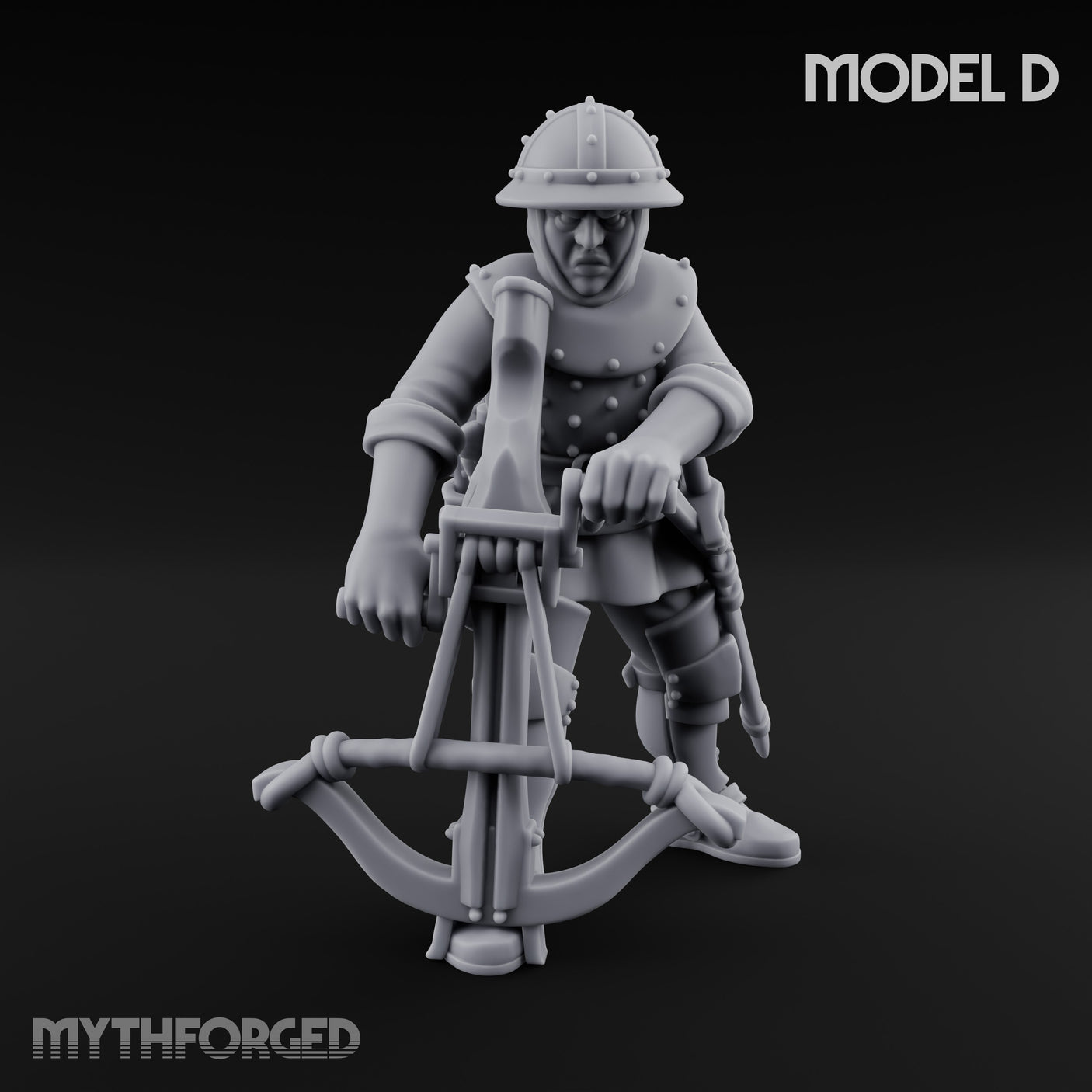 Crossbow Cranking Human Crossbowman D Miniature for Dungeons and Dragons, Pathfinder or other TTRPGs