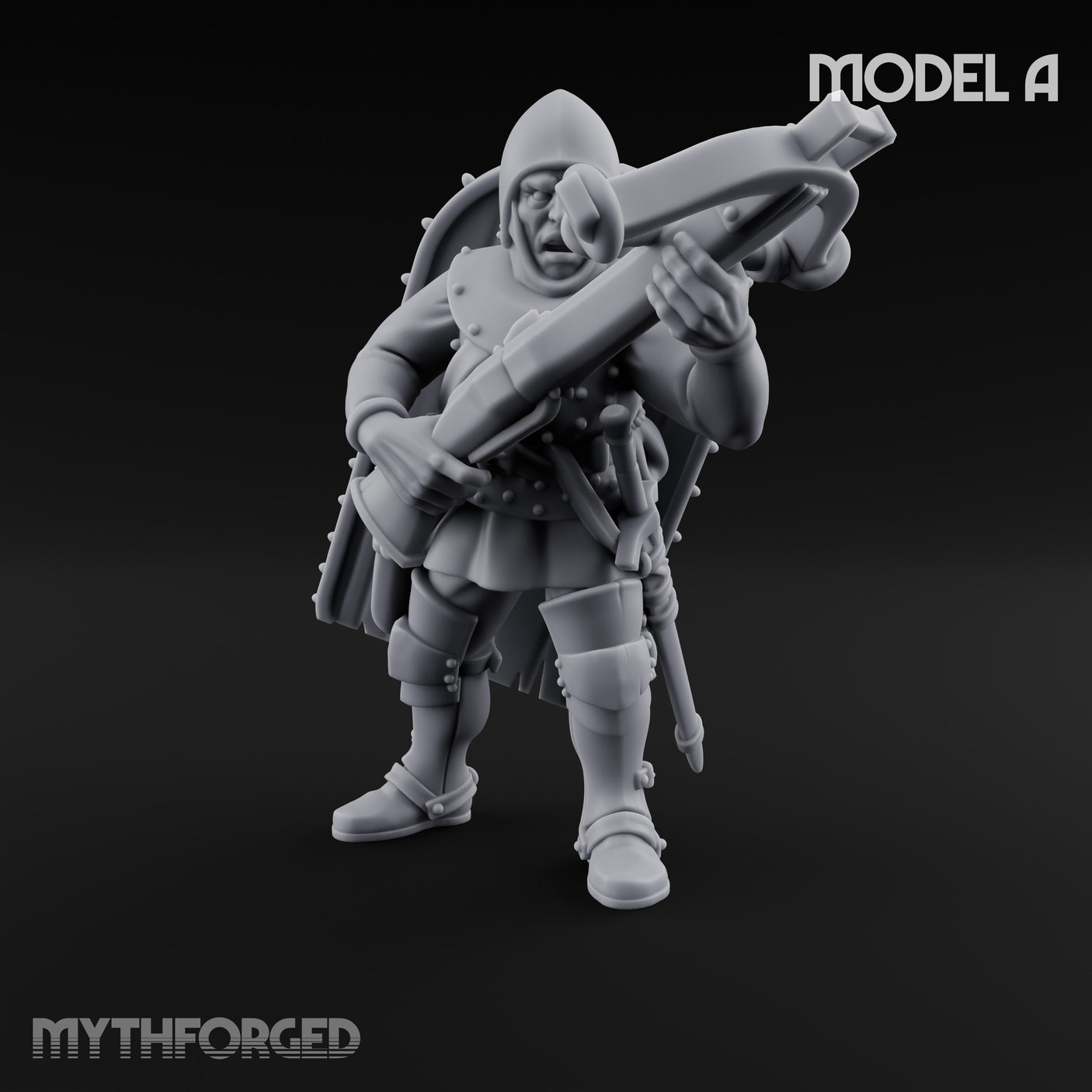 Crossbow Cranking Human Crossbowmen Miniature for Dungeons and Dragons, Pathfinder or other TTRPGs