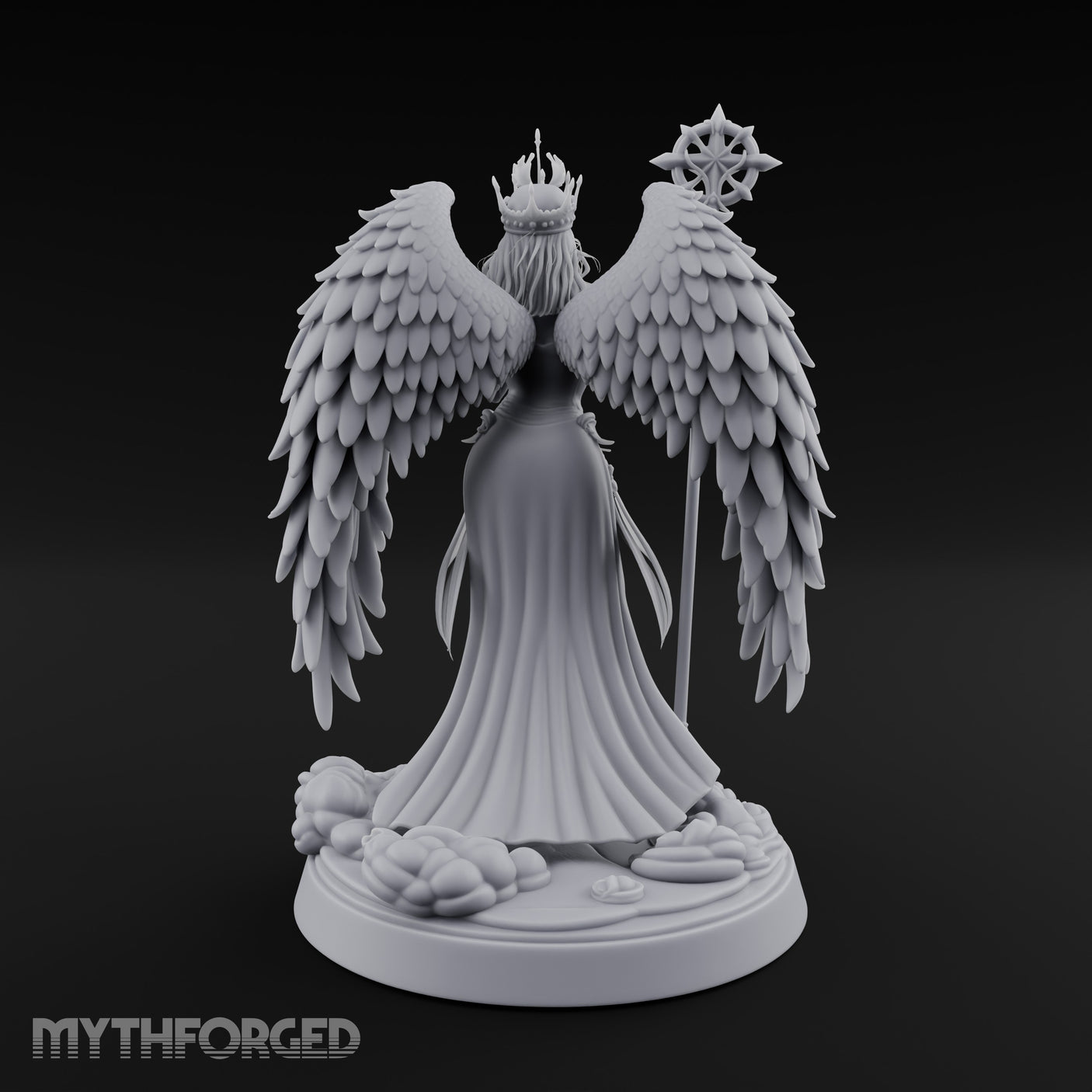 Crown And Staff Bearing Angel Queen Miniature for Dungeons and Dragons, Pathfinder or other TTRPGs