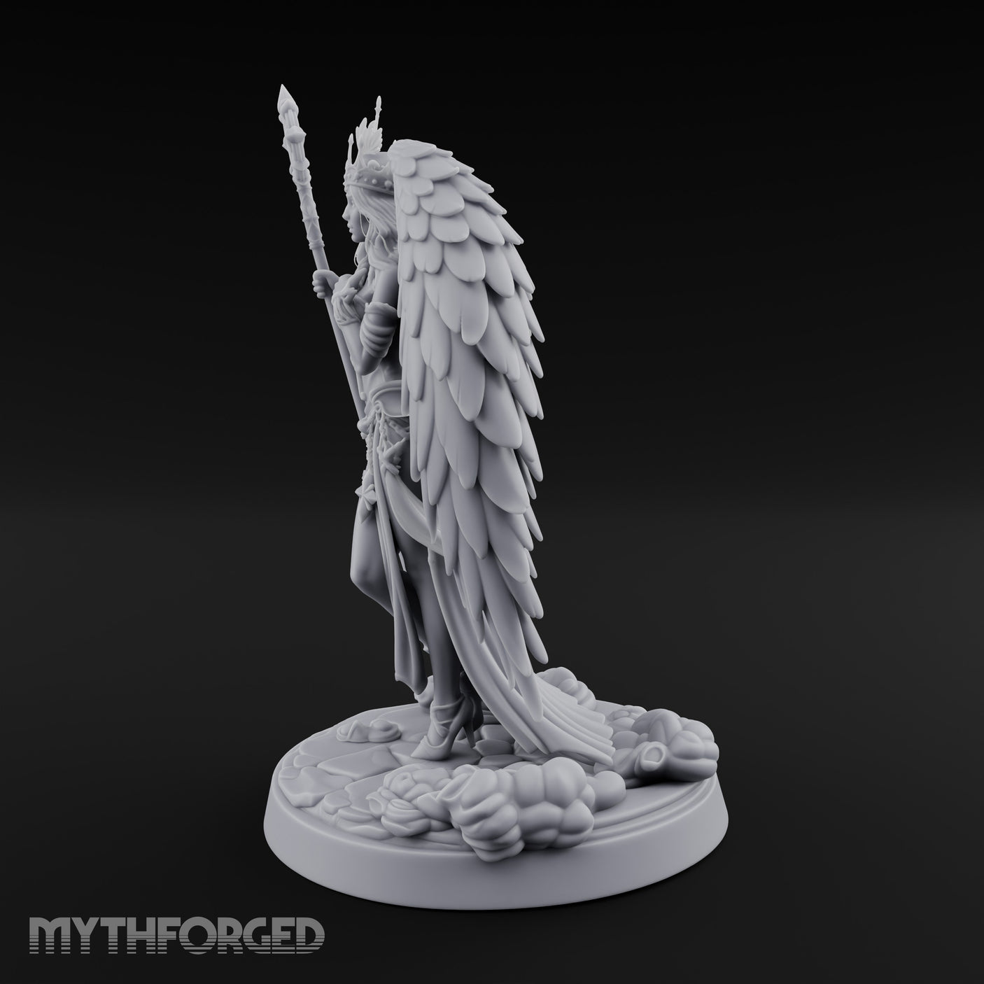 Crown And Staff Bearing Angel Queen Miniature for Dungeons and Dragons, Pathfinder or other TTRPGs