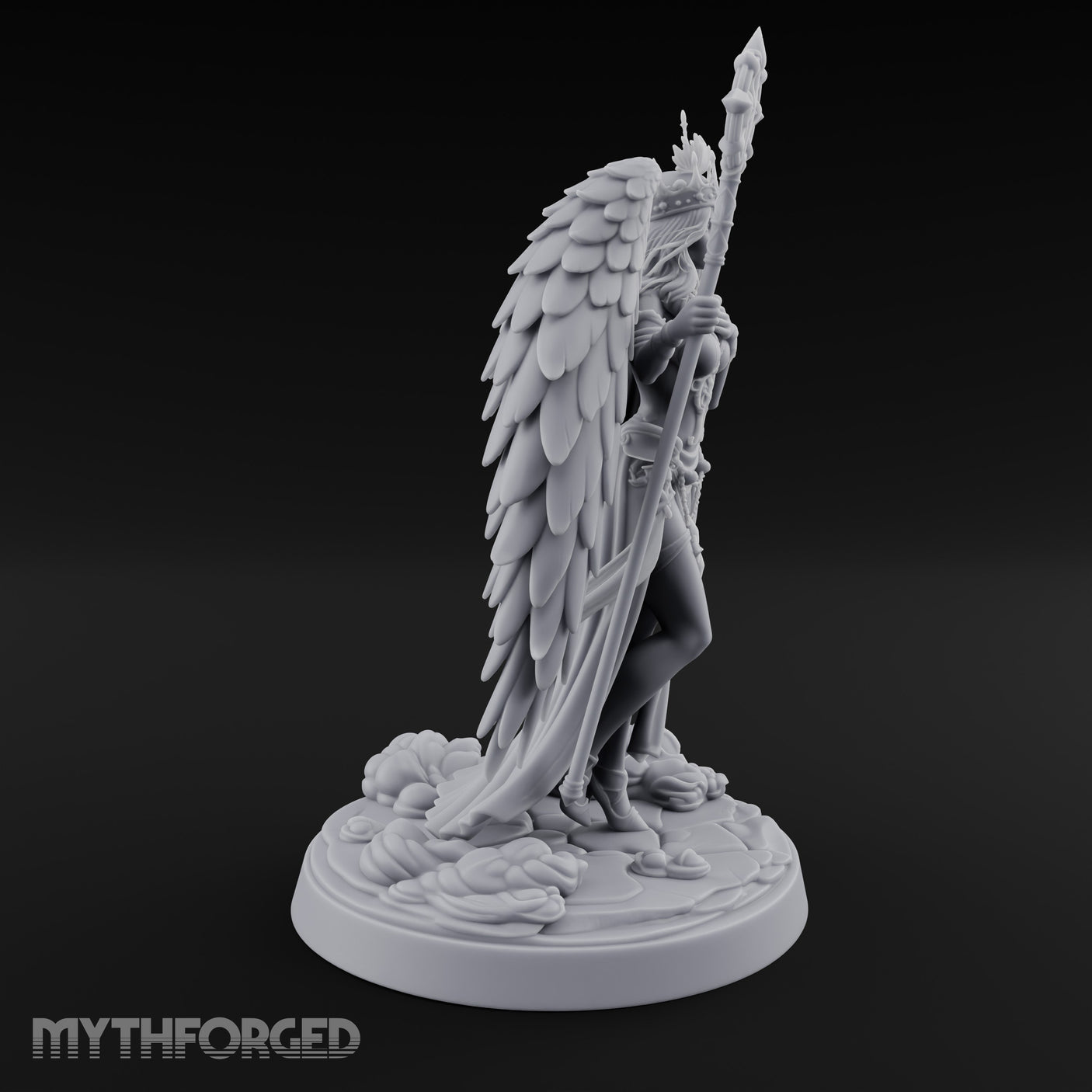 Crown And Staff Bearing Angel Queen Miniature for Dungeons and Dragons, Pathfinder or other TTRPGs