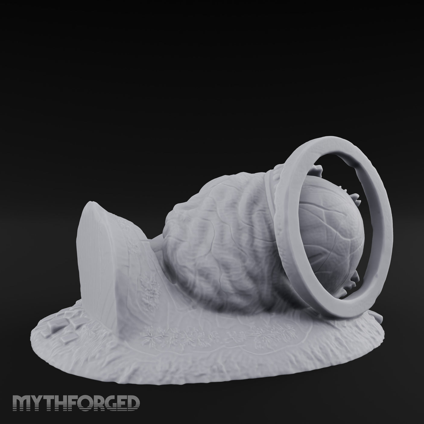 Crown-Bearing Toppled-Cracked Lion Statue Ruins Miniature for Dungeons and Dragons, Pathfinder or other TTRPGs