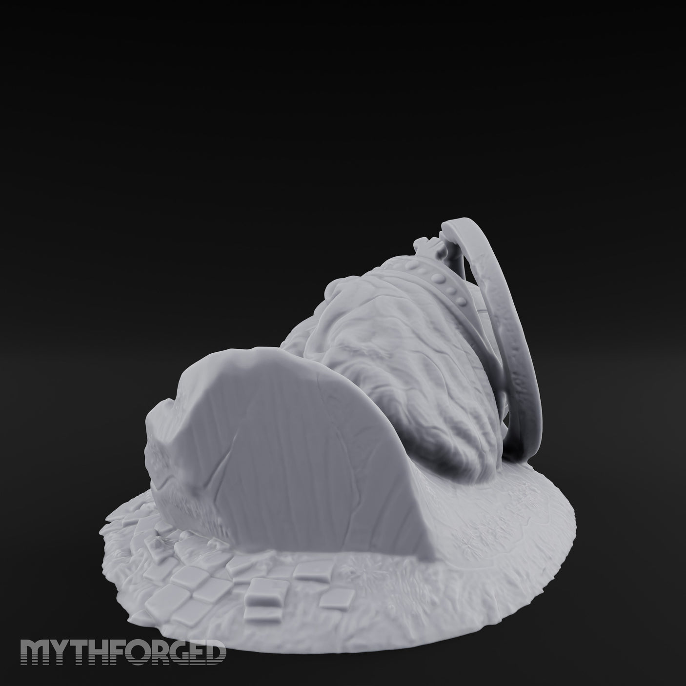 Crown-Bearing Toppled-Cracked Lion Statue Ruins Miniature for Dungeons and Dragons, Pathfinder or other TTRPGs