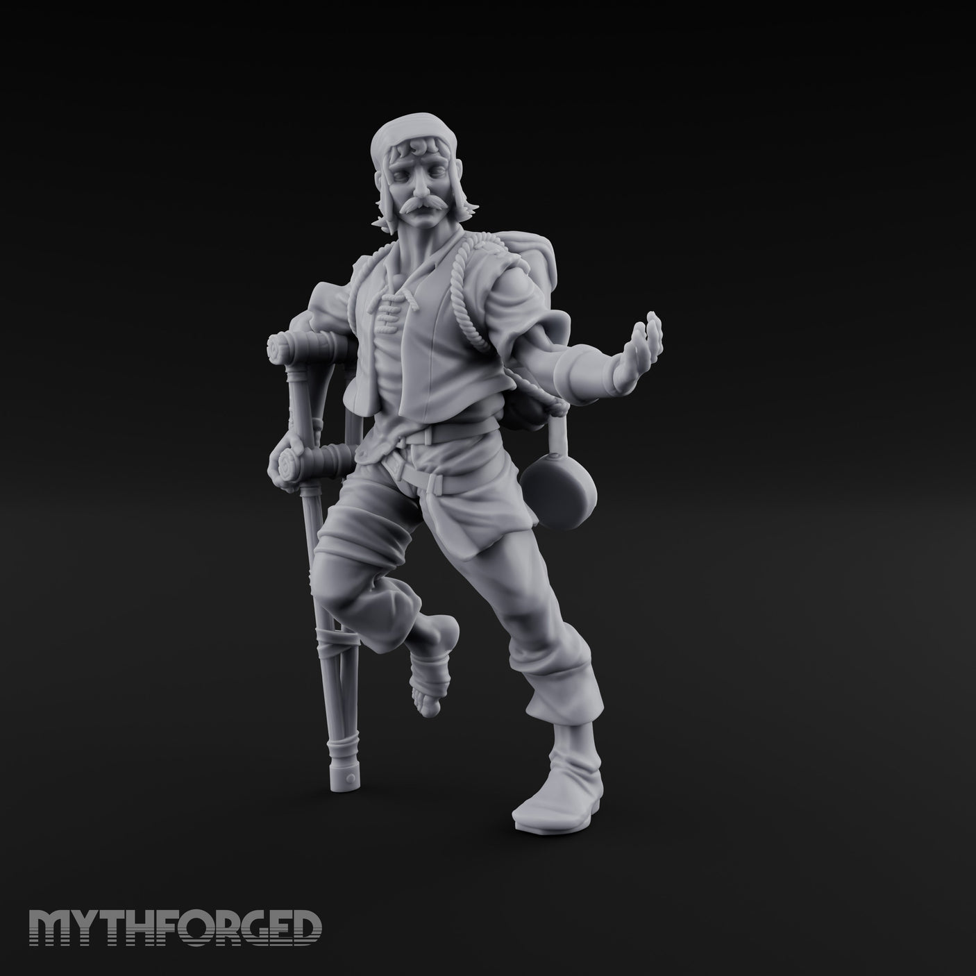 Crutch Leaning Gesturing Human Refugee Miniature for Dungeons and Dragons, Pathfinder or other TTRPGs