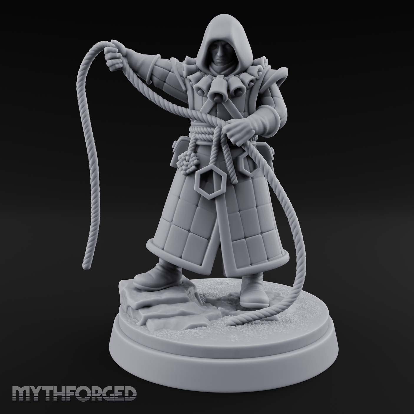 Noose Coiled Ready Human Cultist Miniature for Dungeons and Dragons, Pathfinder or other TTRPGs