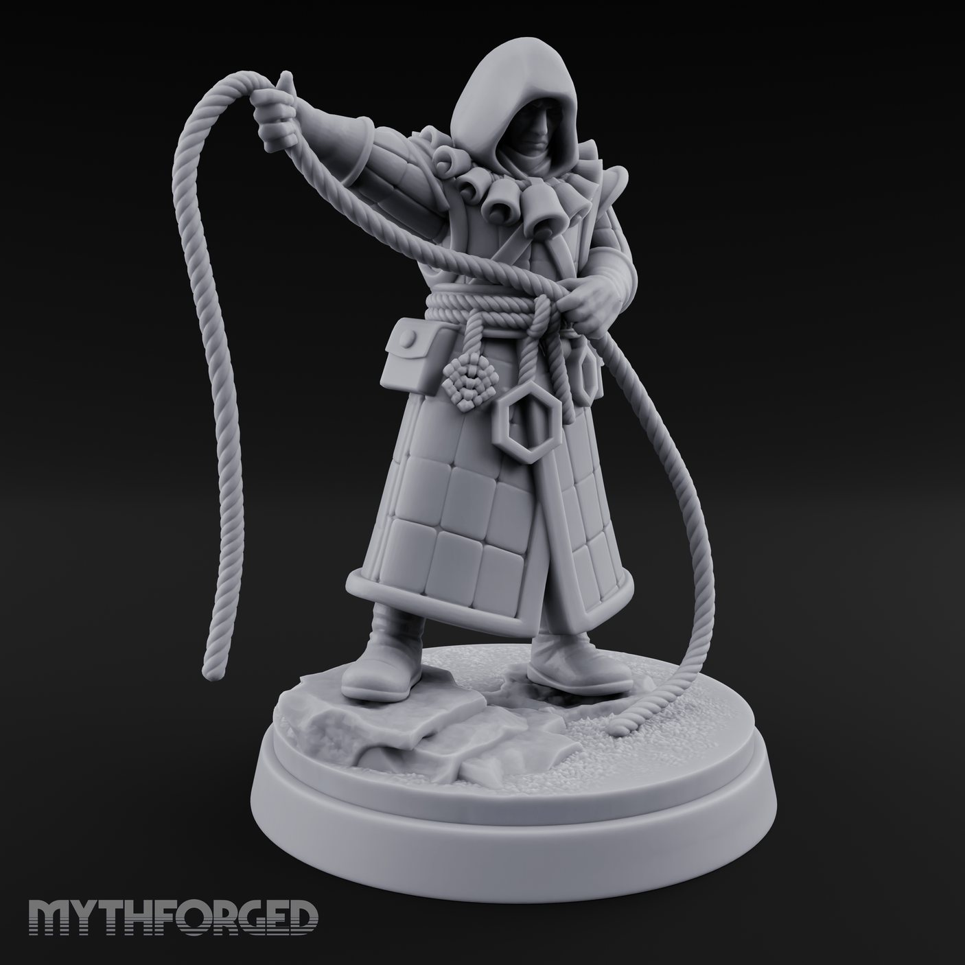 Noose Coiled Ready Human Cultist Miniature for Dungeons and Dragons, Pathfinder or other TTRPGs