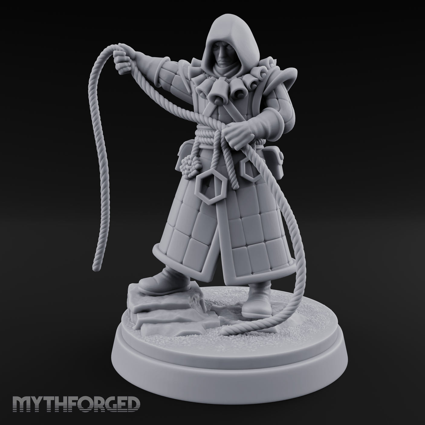 Noose Coiled Ready Human Cultist Miniature for Dungeons and Dragons, Pathfinder or other TTRPGs