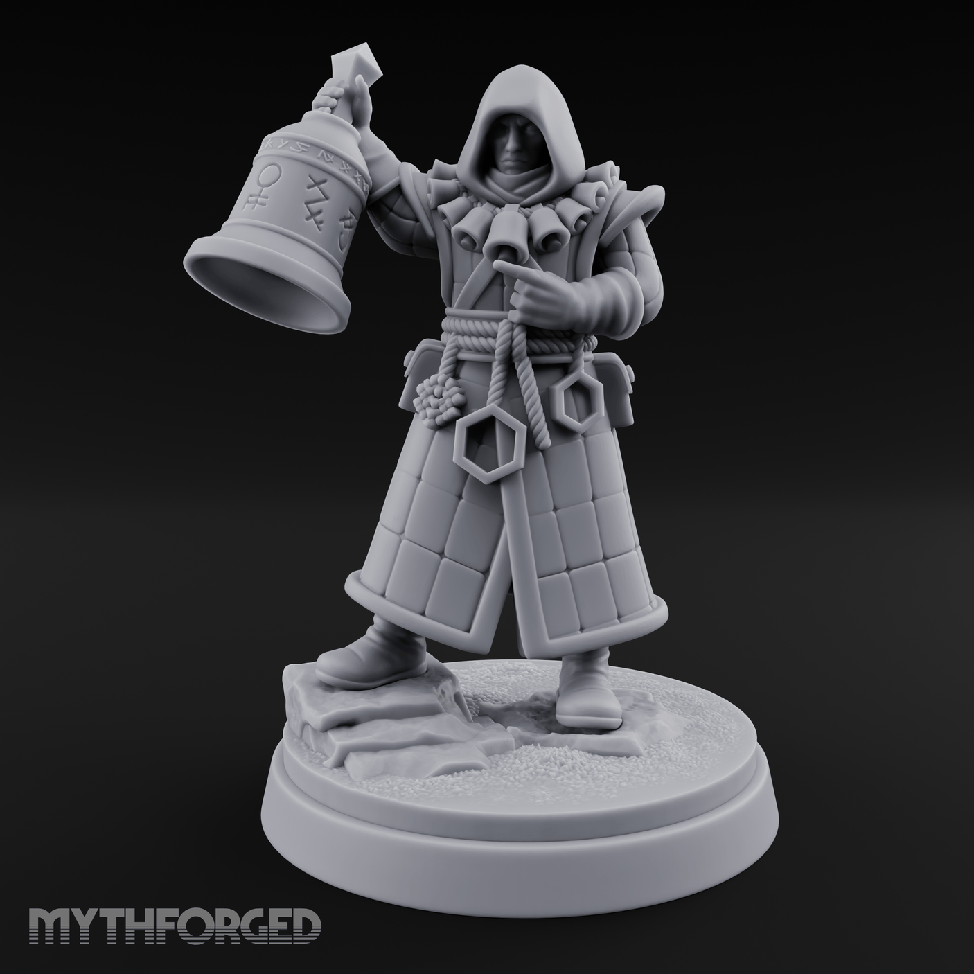 Ringing The Bell Human Cultist Miniature for Dungeons and Dragons, Pathfinder or other TTRPGs