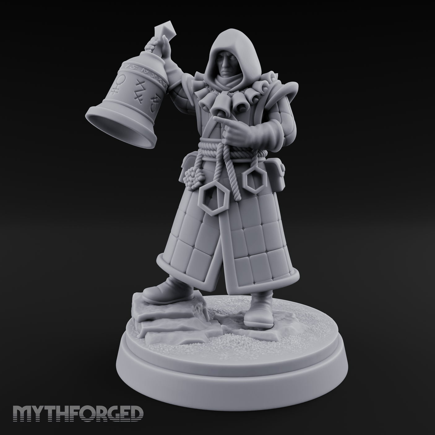 Ringing The Bell Human Cultist Miniature for Dungeons and Dragons, Pathfinder or other TTRPGs