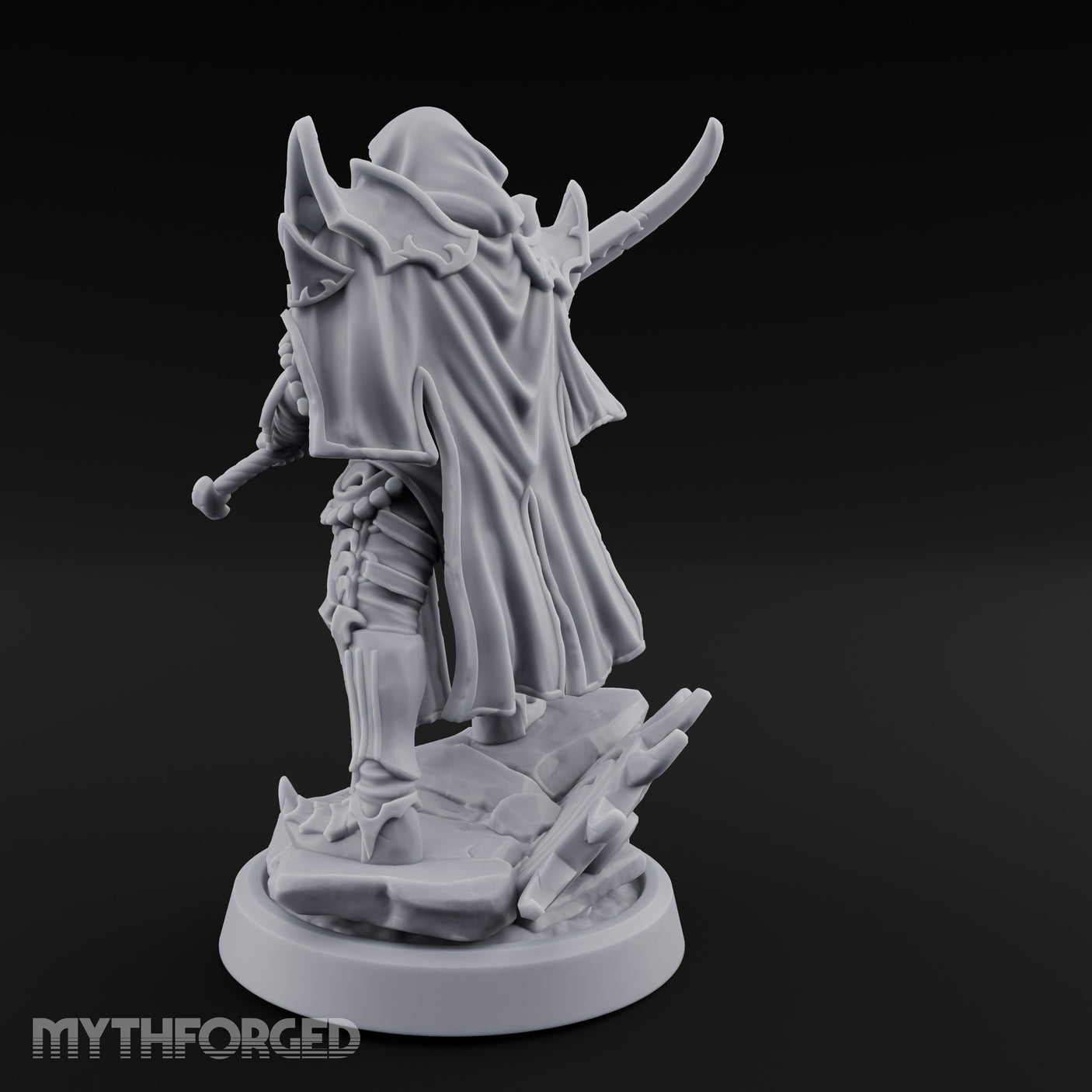 Curved Blade Sweeping Human Assassin Miniature for Dungeons and Dragons, Pathfinder or other TTRPGs