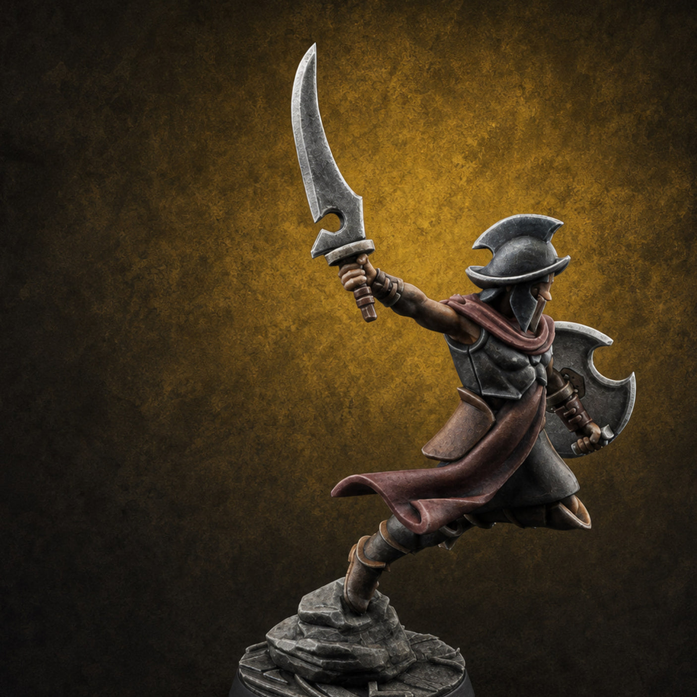 Cutlass And Shield Leaping Human Swashbuckler Model A Miniature for Dungeons and Dragons, Pathfinder or other TTRPGs