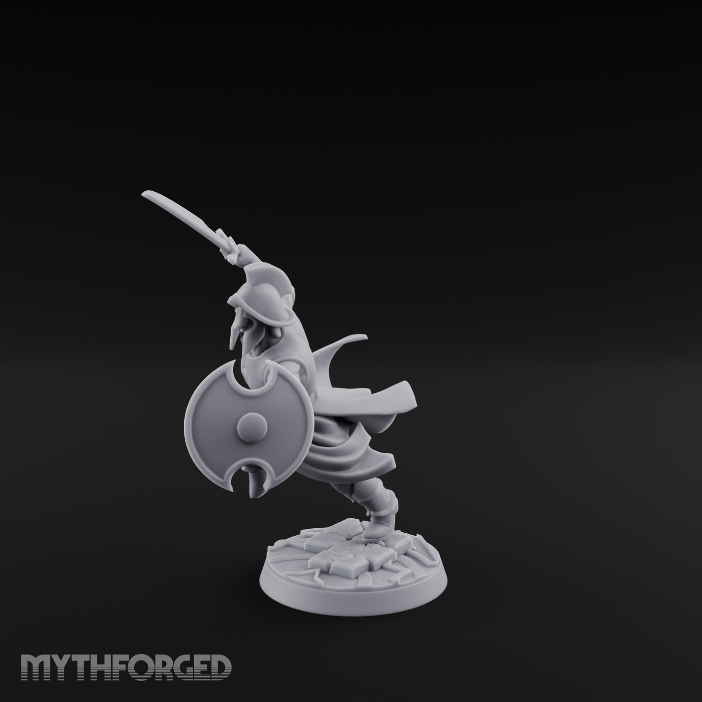 Cutlass And Shield Leaping Human Swashbuckler Model B Miniature for Dungeons and Dragons, Pathfinder or other TTRPGs
