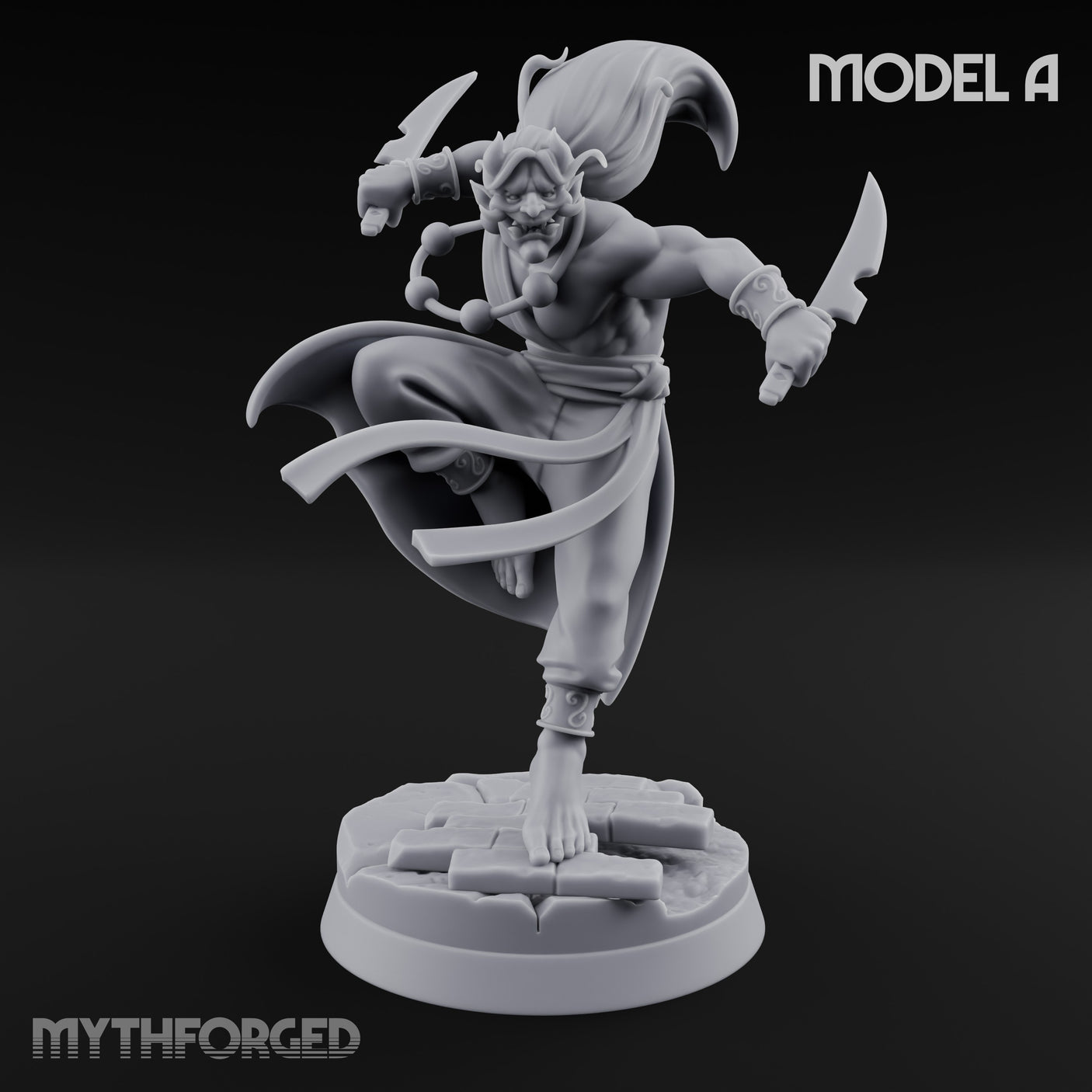 Dagger Dashing Oni Rogue A Miniature for Dungeons and Dragons, Pathfinder or other TTRPGs