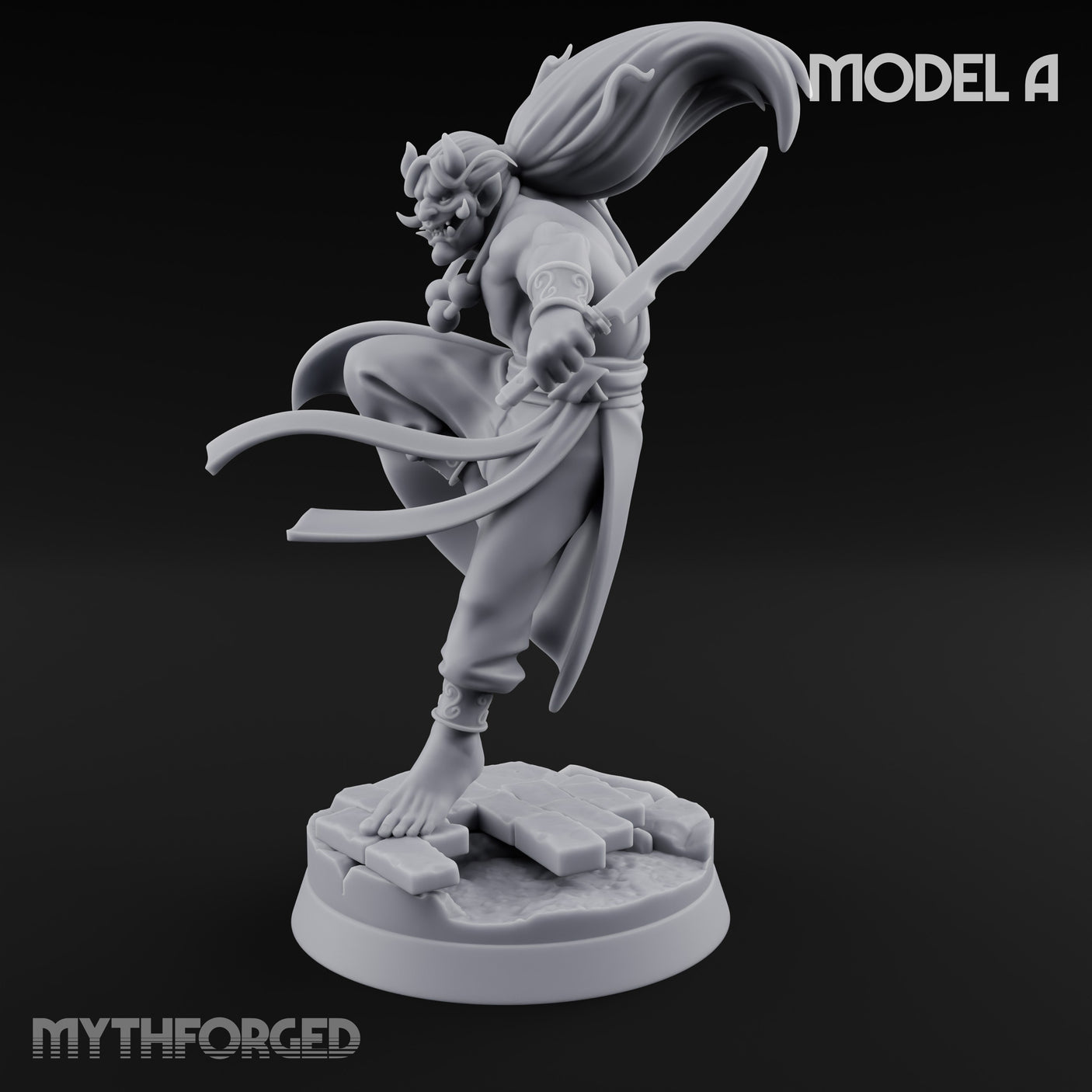 Dagger Dashing Oni Rogue A Miniature for Dungeons and Dragons, Pathfinder or other TTRPGs