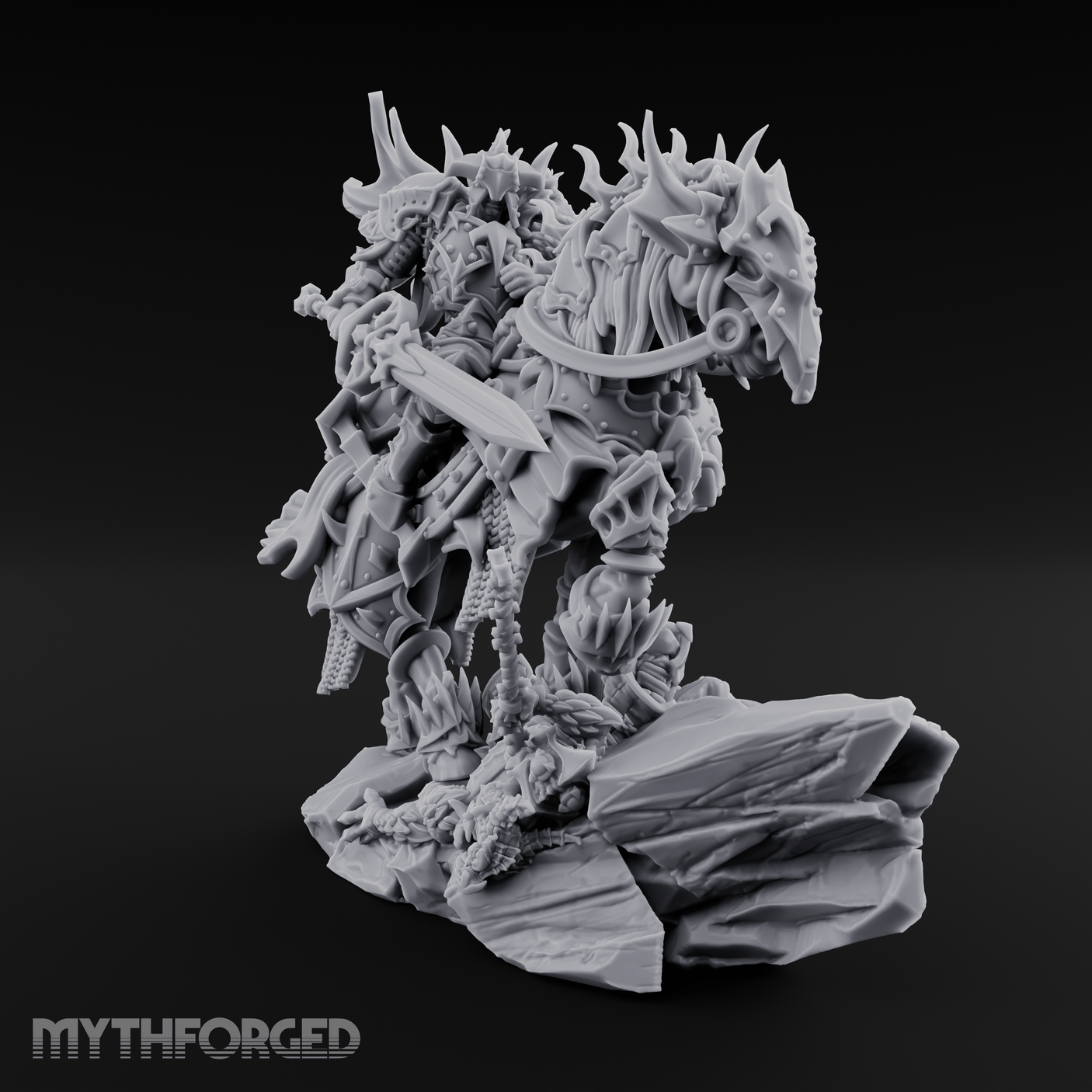 Mounted Wreathed Commanding Demon Warlord Miniature for Dungeons and Dragons, Pathfinder or other TTRPGs