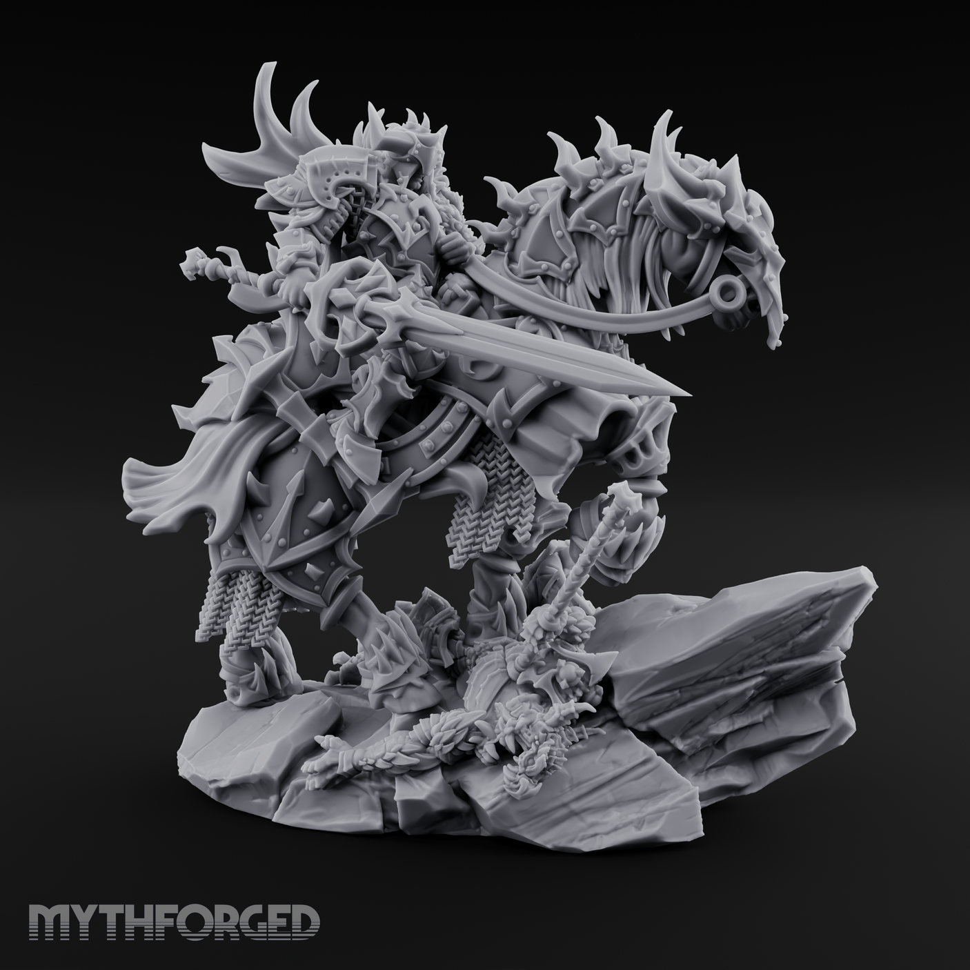 Mounted Wreathed Commanding Demon Warlord Miniature for Dungeons and Dragons, Pathfinder or other TTRPGs
