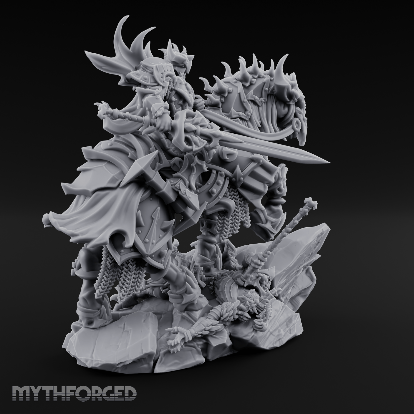 Mounted Wreathed Commanding Demon Warlord Miniature for Dungeons and Dragons, Pathfinder or other TTRPGs