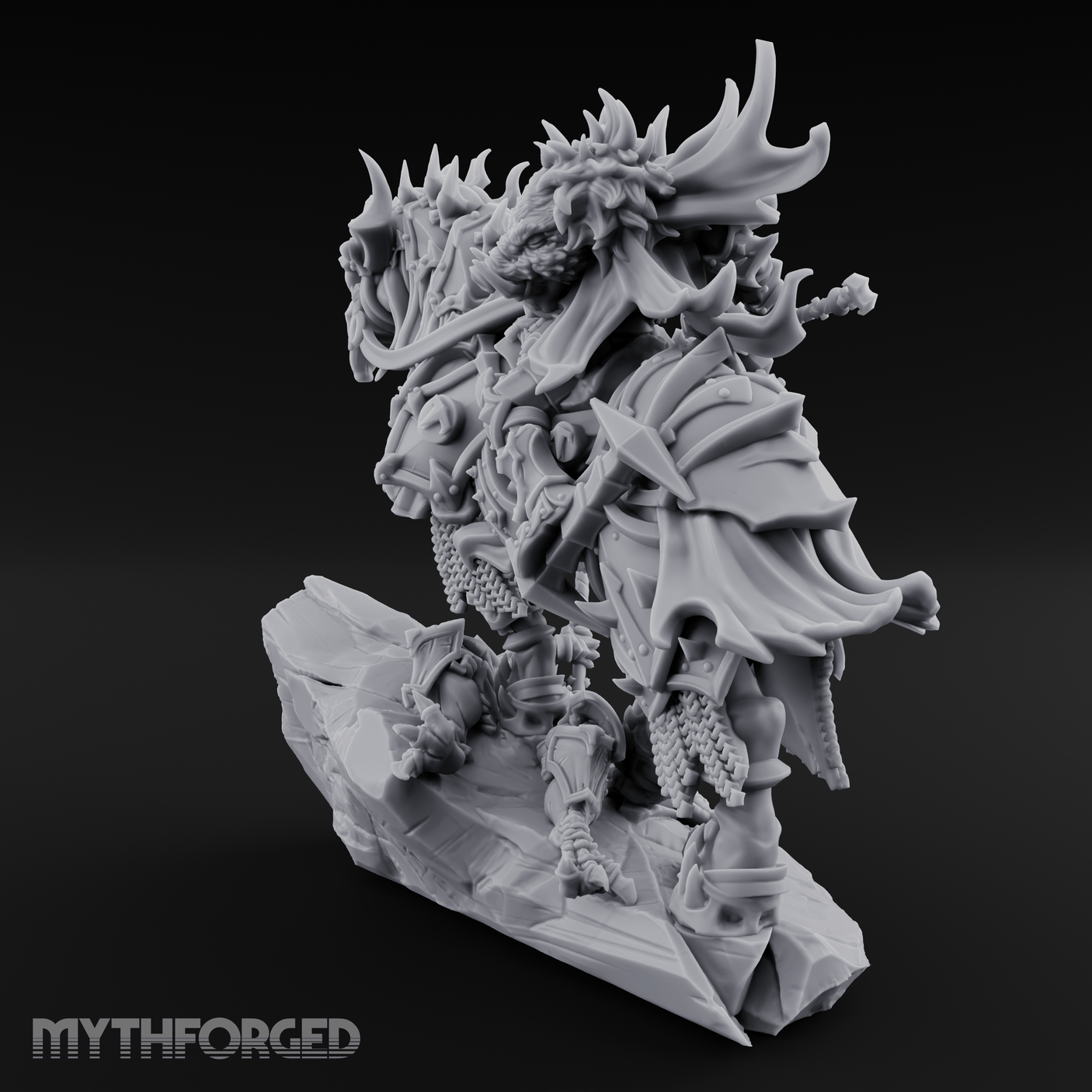 Mounted Wreathed Commanding Demon Warlord Miniature for Dungeons and Dragons, Pathfinder or other TTRPGs