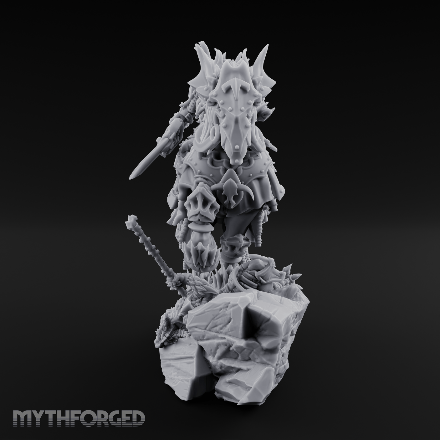 Mounted Wreathed Commanding Demon Warlord Miniature for Dungeons and Dragons, Pathfinder or other TTRPGs