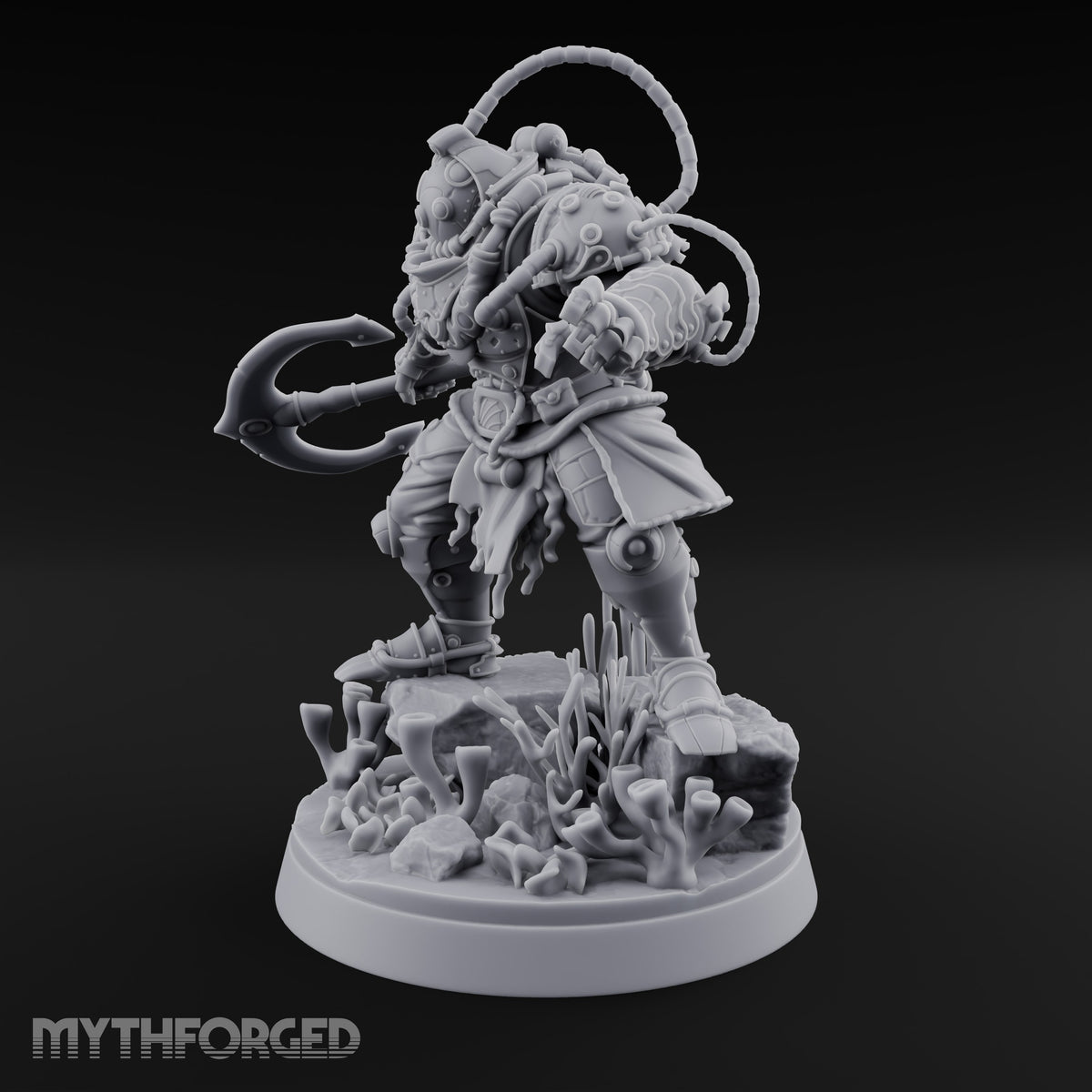 Hoses Looping Overhead Human Deep Sea Diver Warrior