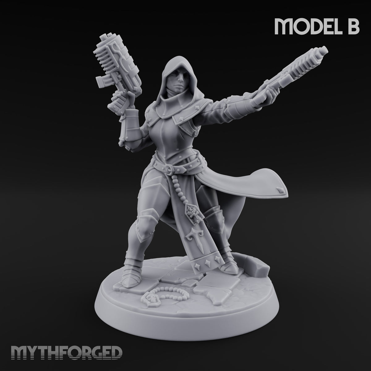 Pray, Then Aim Human Female Hooded Crossbow Arbalists — B · Hooded · Gun + Pistols