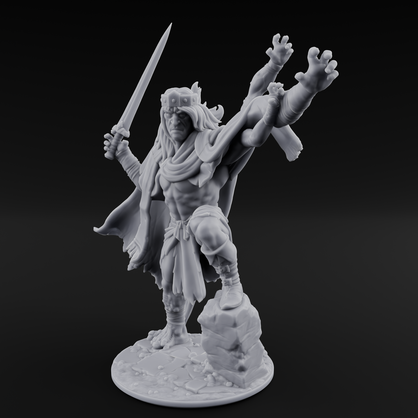 Dabbling in Magic Human Barbarian King Miniature for Dungeons and Dragons, Pathfinder or other TTRPGs