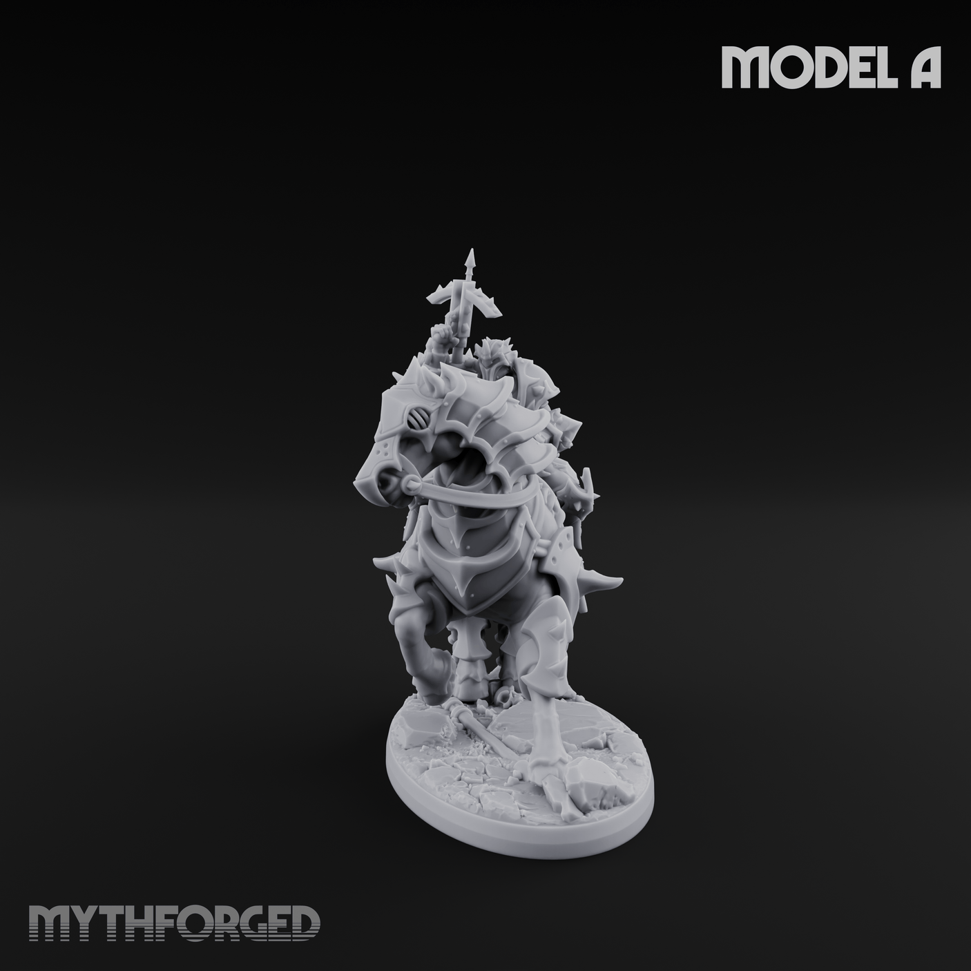 Ornate Saddle Towering Knight Rider Miniature for Dungeons and Dragons, Pathfinder or other TTRPGs