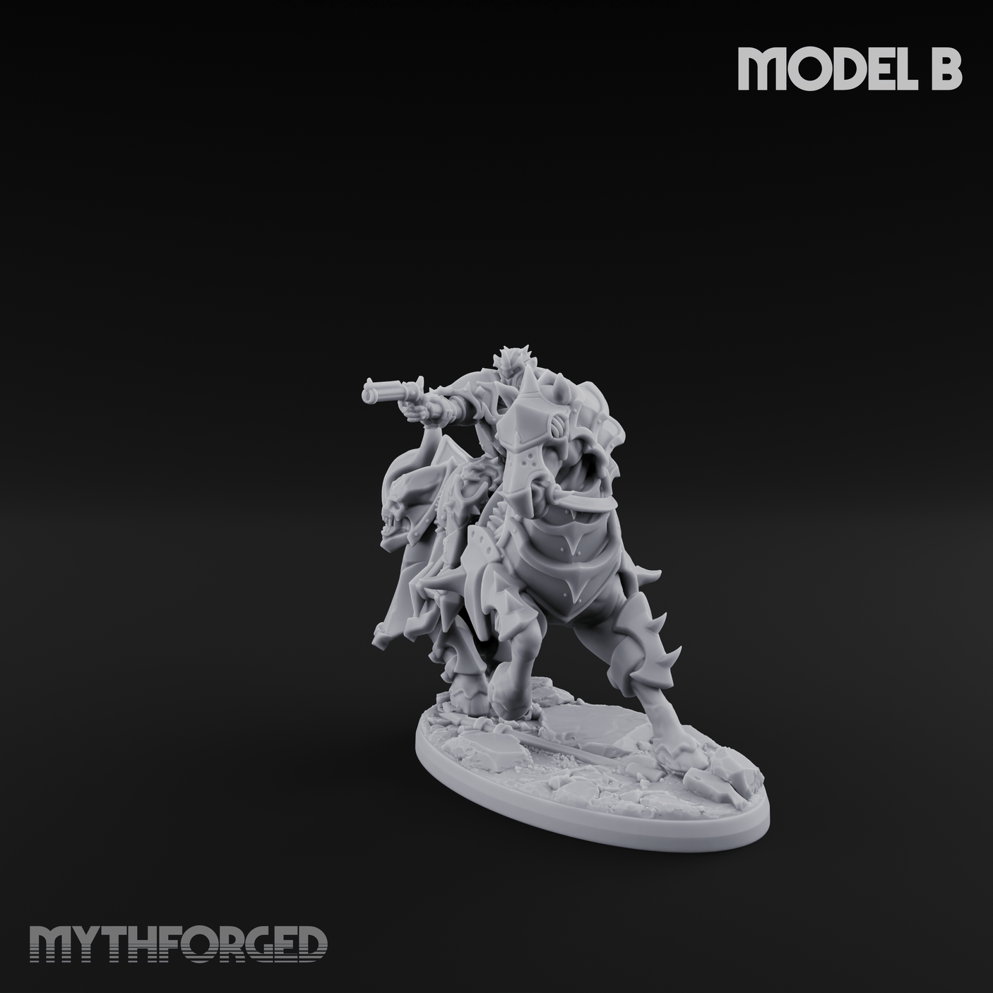 Ornate Saddle Towering Knight Rider B Miniature for Dungeons and Dragons, Pathfinder or other TTRPGs