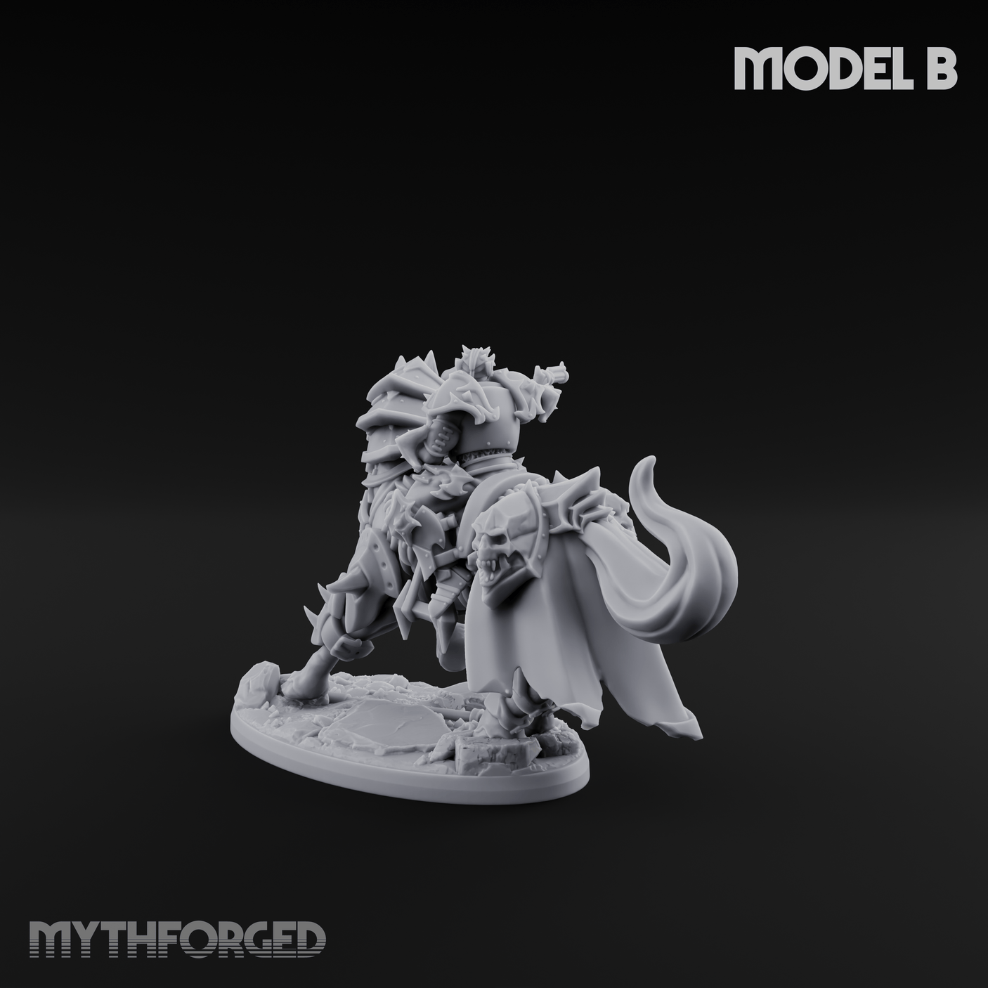 Ornate Saddle Towering Knight Rider B Miniature for Dungeons and Dragons, Pathfinder or other TTRPGs