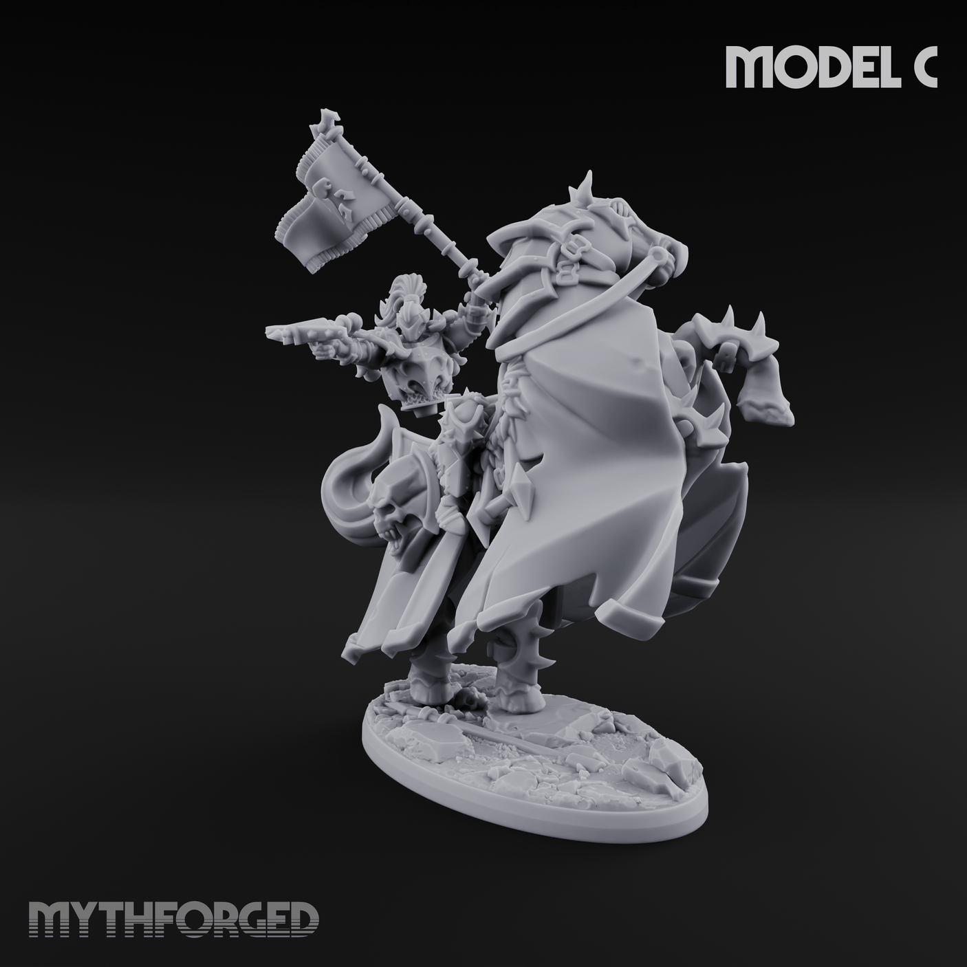 Ornate Saddle Towering Knight Rider Miniature for Dungeons and Dragons, Pathfinder or other TTRPGs