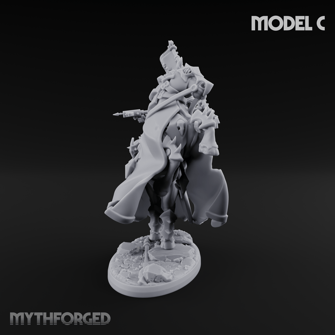 Ornate Saddle Towering Knight Rider C Miniature for Dungeons and Dragons, Pathfinder or other TTRPGs