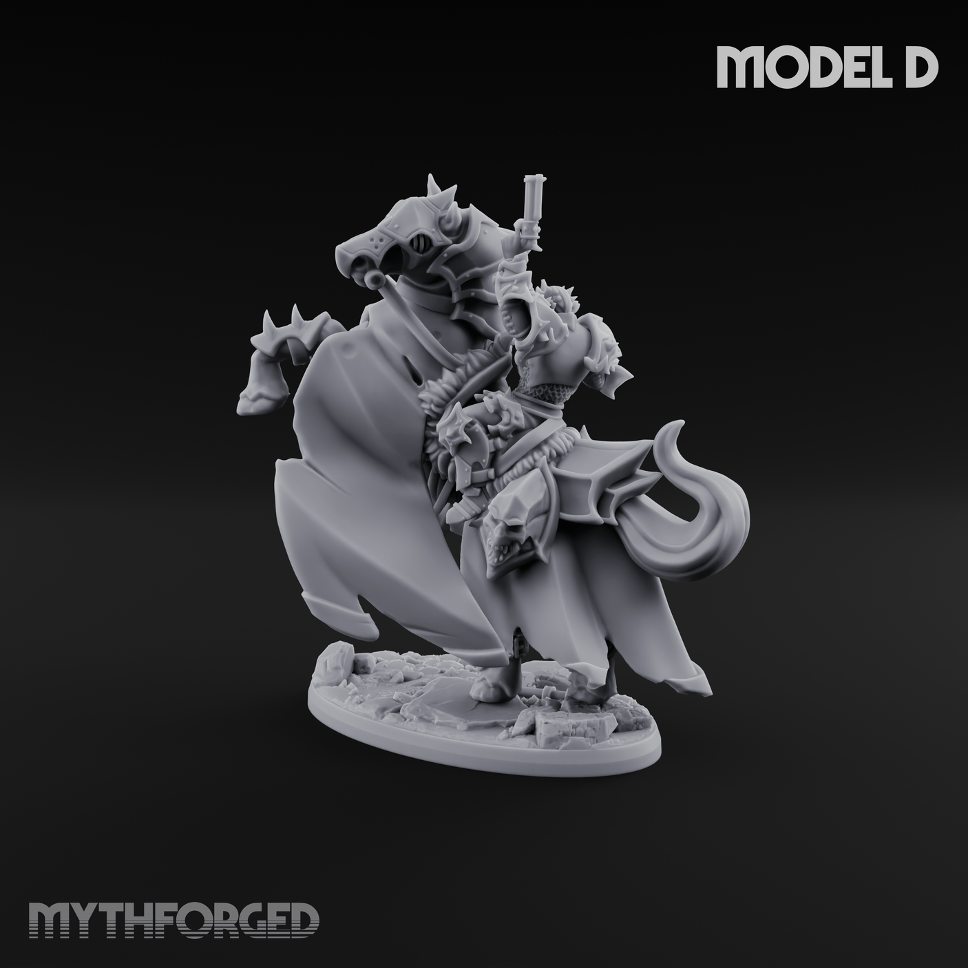 Ornate Saddle Towering Knight Rider D Miniature for Dungeons and Dragons, Pathfinder or other TTRPGs
