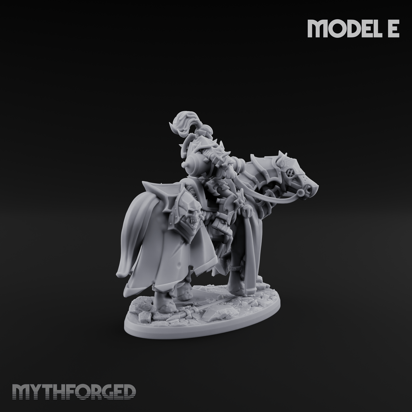 Ornate Saddle Towering Knight Rider E Miniature for Dungeons and Dragons, Pathfinder or other TTRPGs
