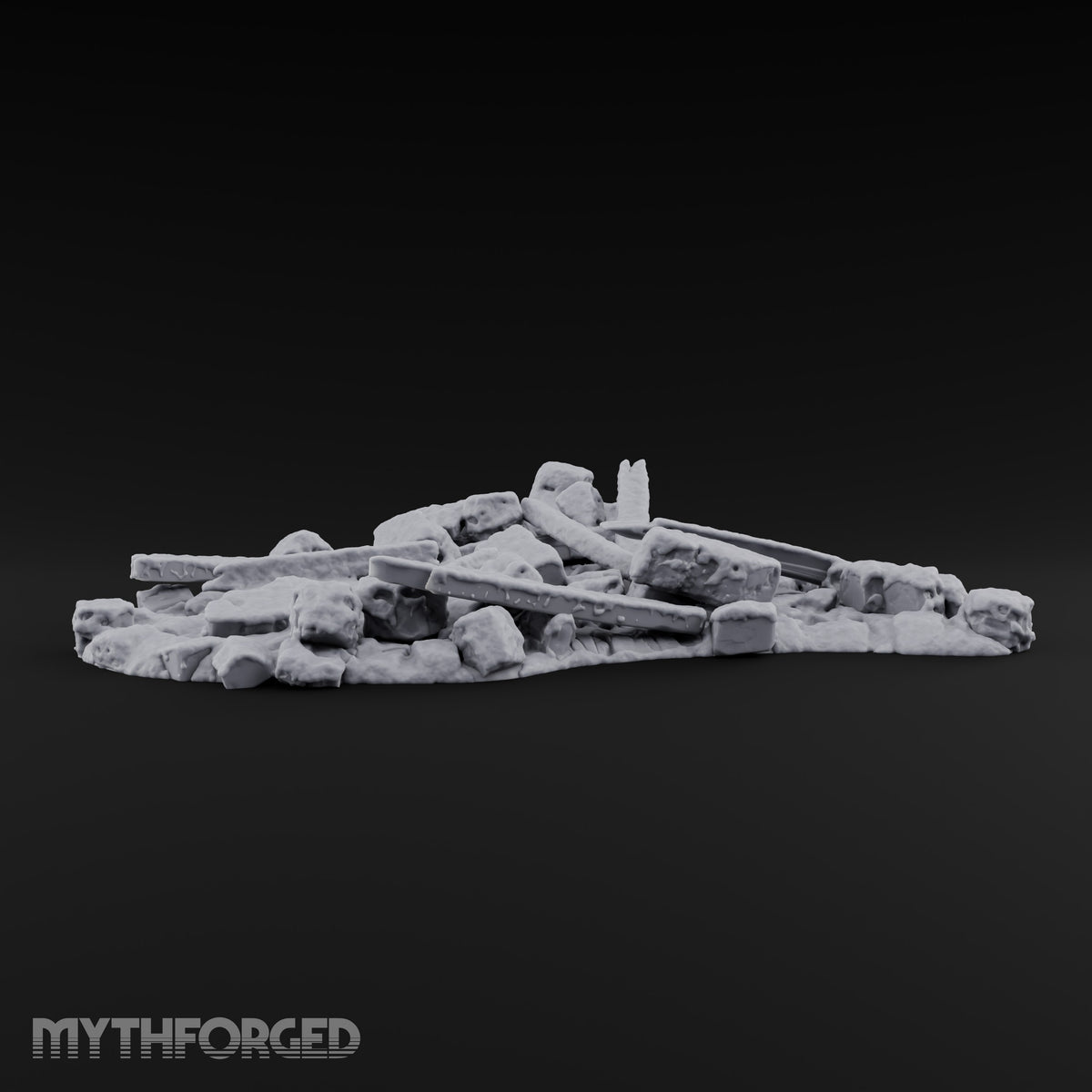 Snow Topped Stone and Timber Rubble Pile E — Snow