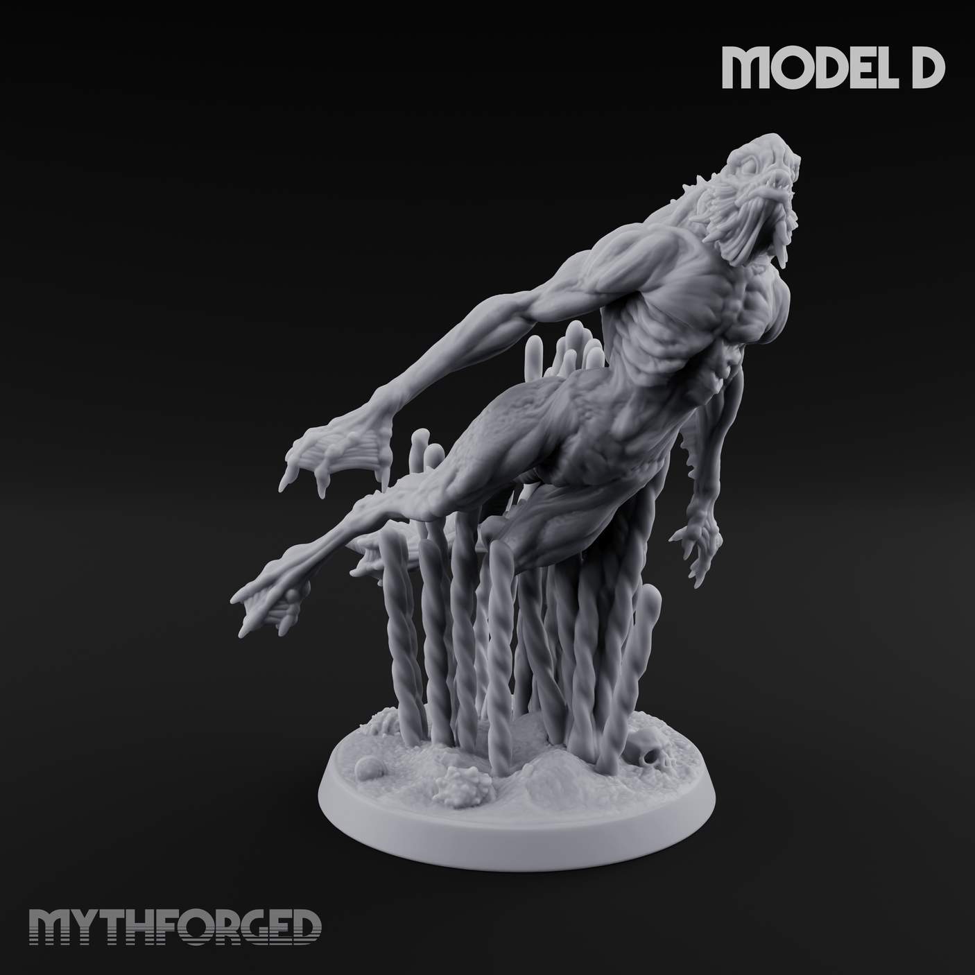 Arms Splayed Howling Deep One Brutes Miniature for Dungeons and Dragons, Pathfinder or other TTRPGs