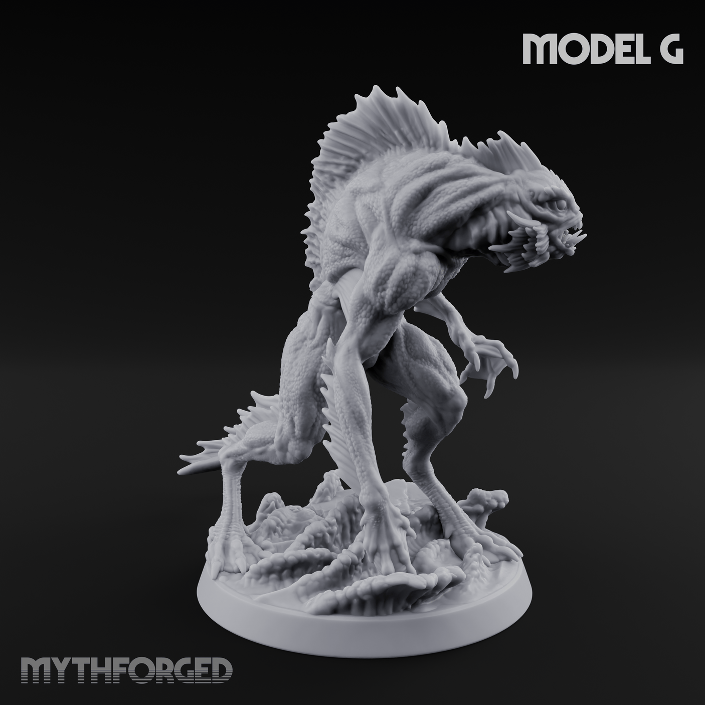 Arms Splayed Howling Deep One Brutes G Miniature for Dungeons and Dragons, Pathfinder or other TTRPGs