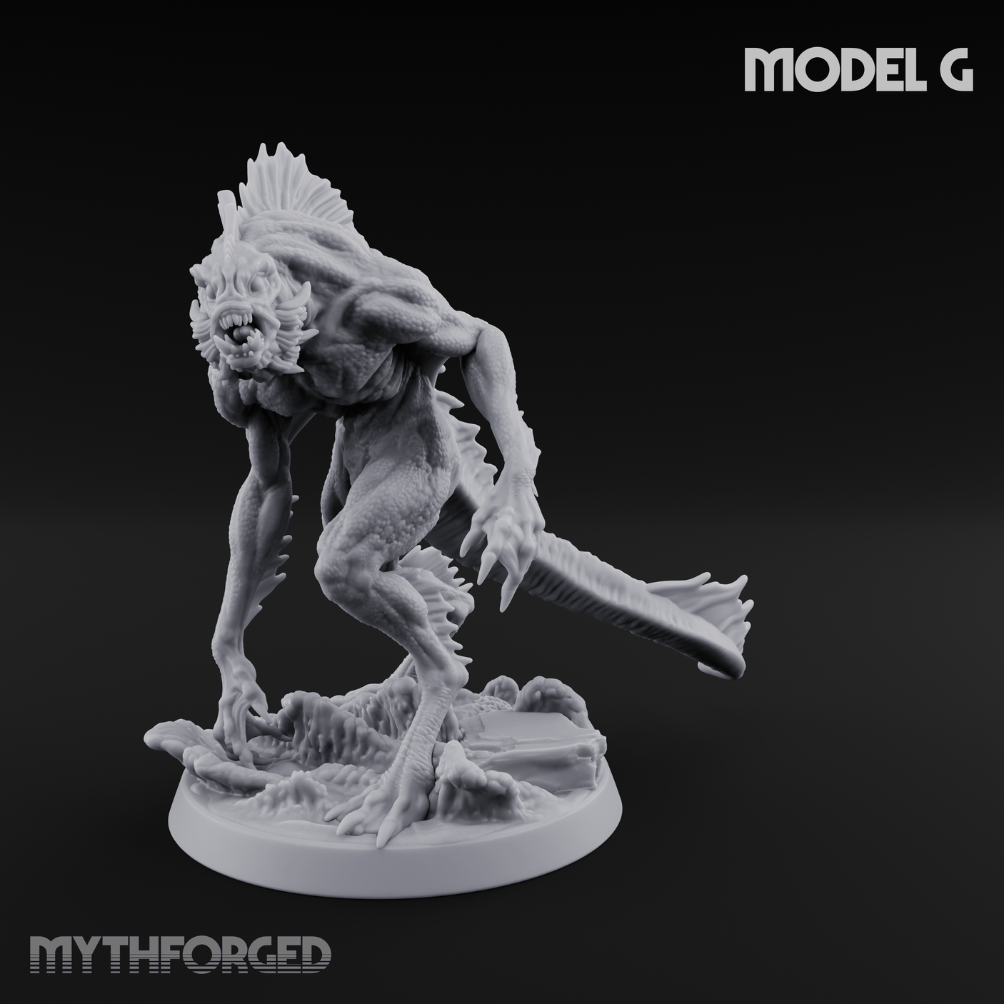 Arms Splayed Howling Deep One Brutes G Miniature for Dungeons and Dragons, Pathfinder or other TTRPGs