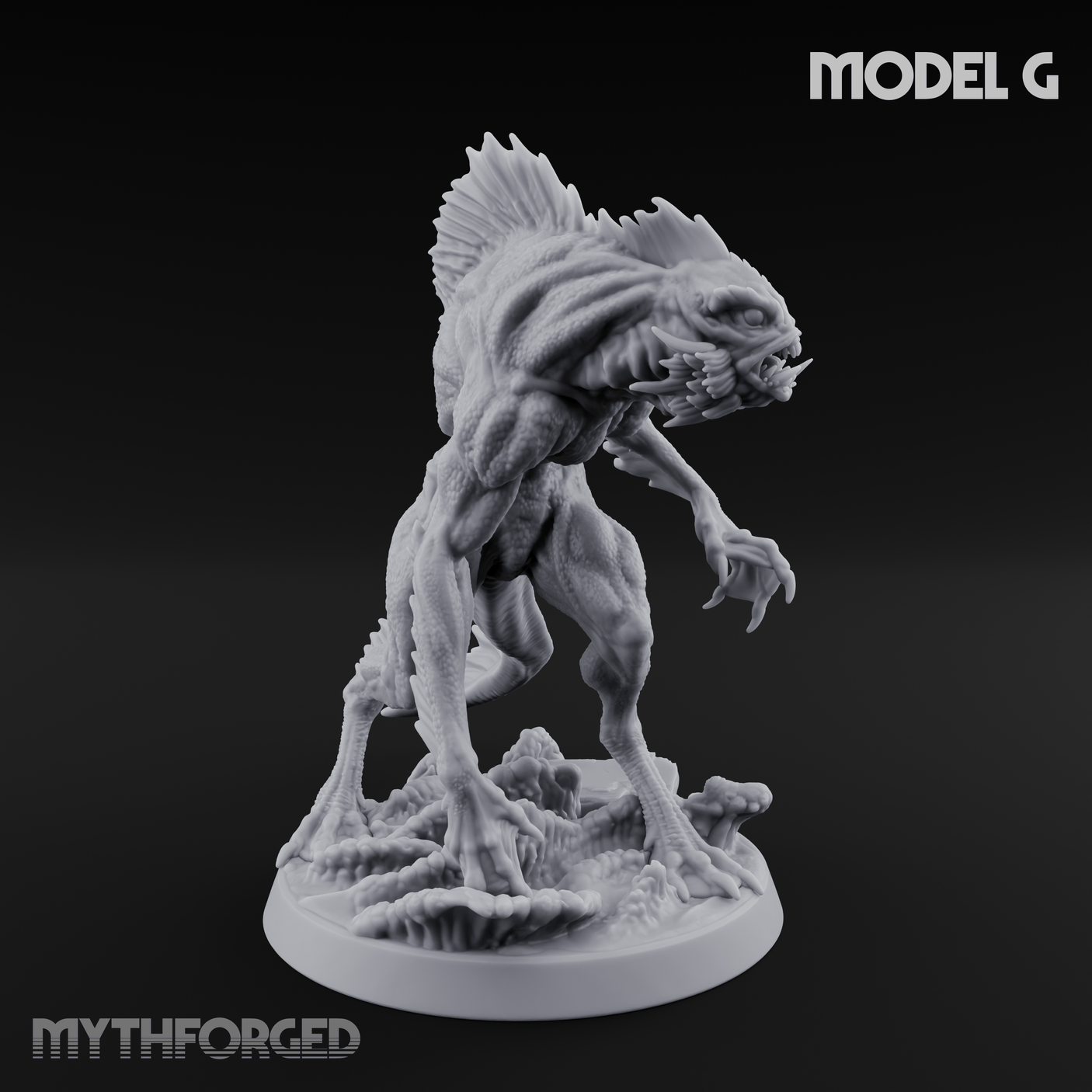 Arms Splayed Howling Deep One Brutes G Miniature for Dungeons and Dragons, Pathfinder or other TTRPGs
