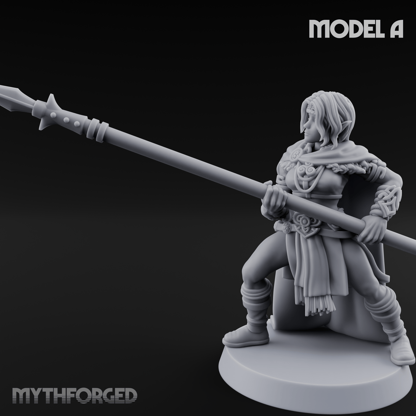 Spear Warden Elf Warriors A Miniature for Dungeons and Dragons, Pathfinder or other TTRPGs