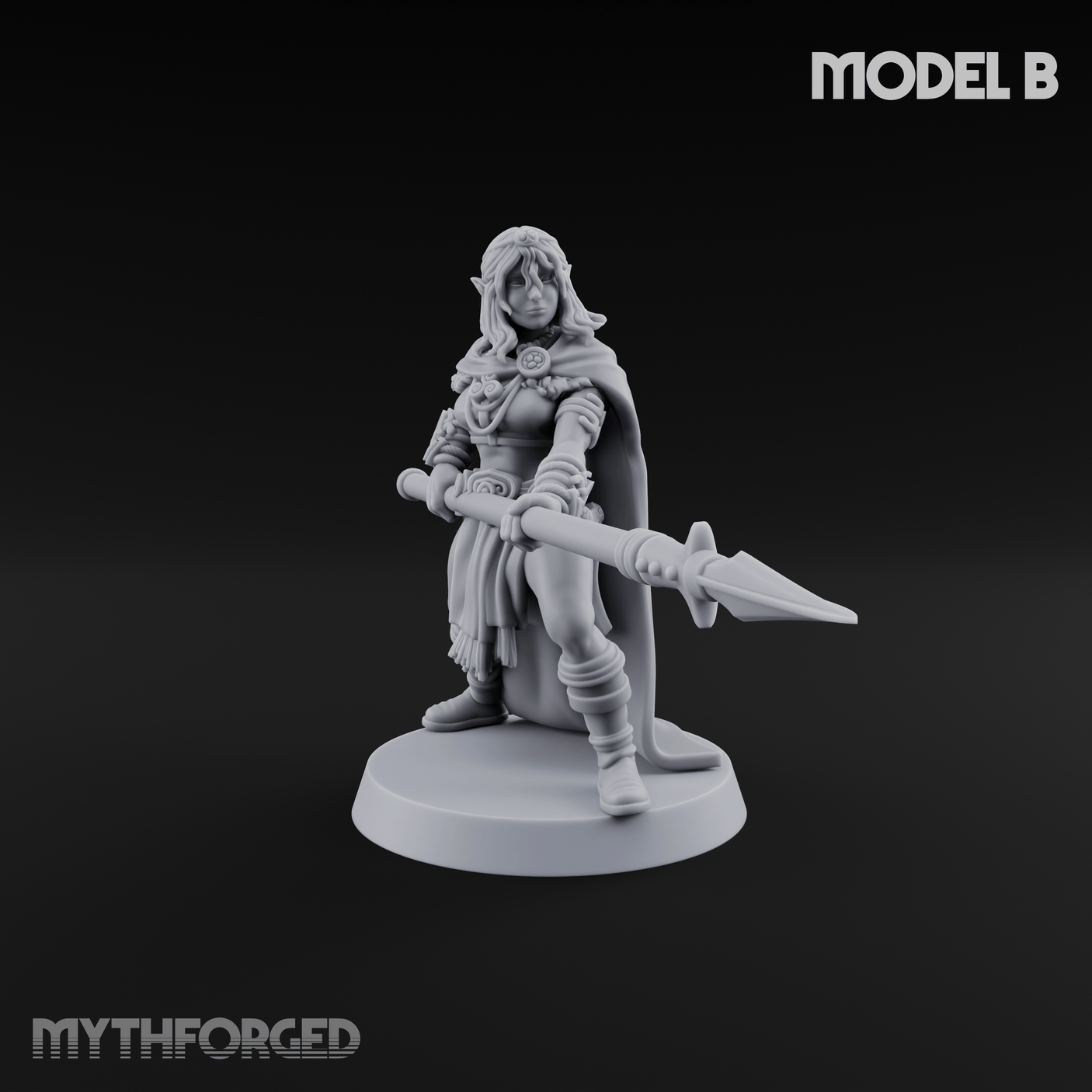 Spear Warden Elf Warriors Miniature for Dungeons and Dragons, Pathfinder or other TTRPGs