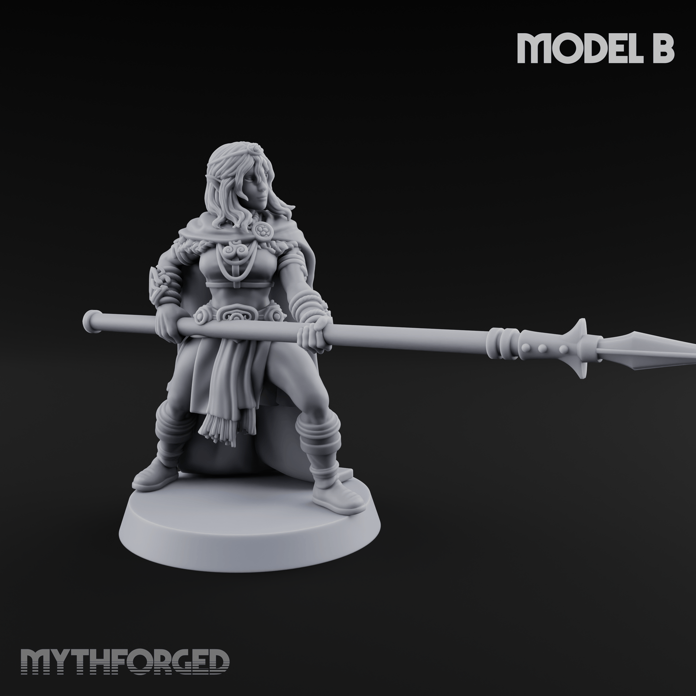 Spear Warden Elf Warriors Miniature for Dungeons and Dragons, Pathfinder or other TTRPGs