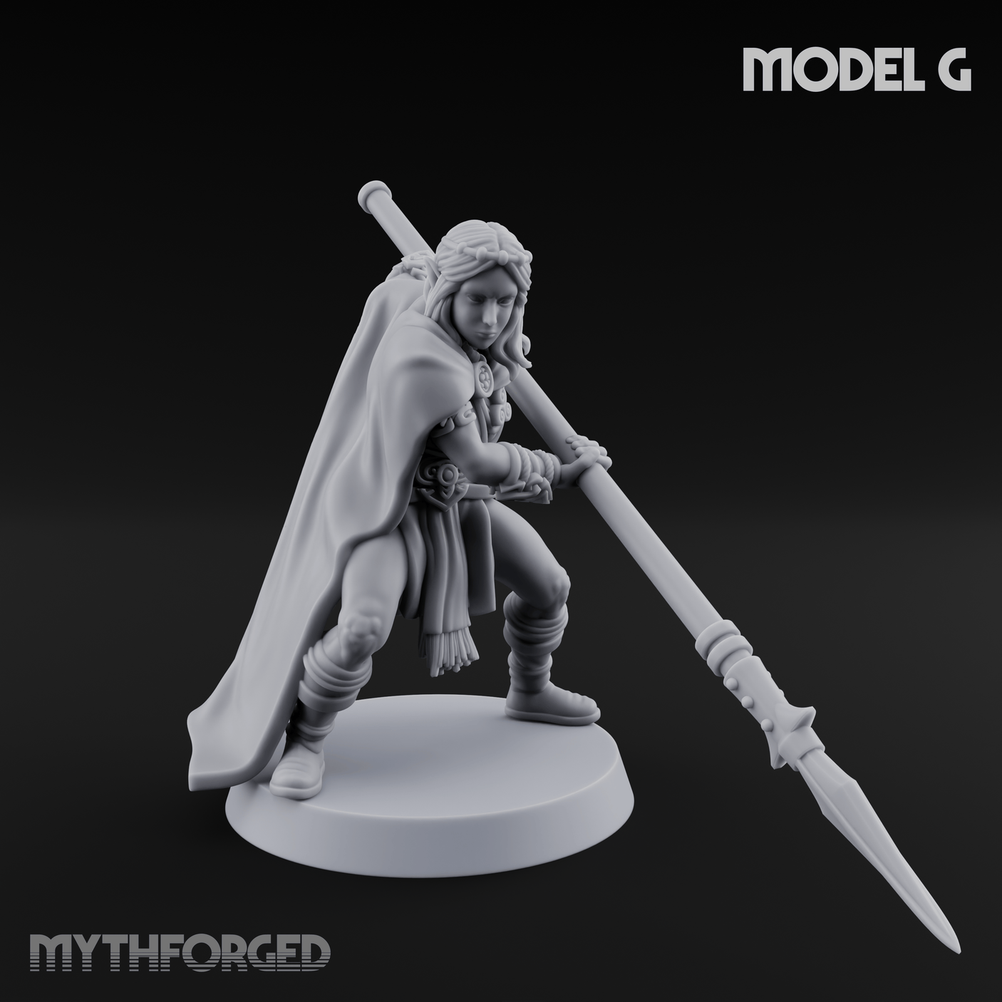 Spear Warden Elf Warriors Miniature for Dungeons and Dragons, Pathfinder or other TTRPGs