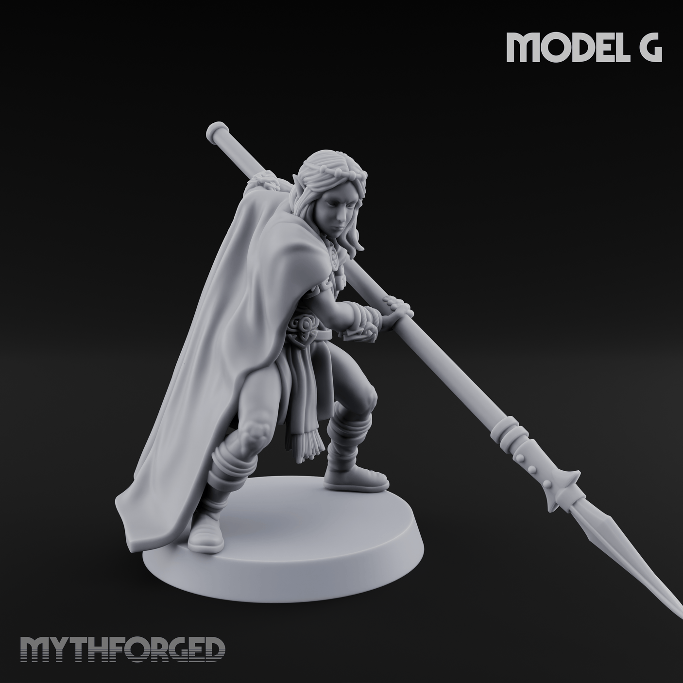 Spear Warden Elf Warriors Miniature for Dungeons and Dragons, Pathfinder or other TTRPGs