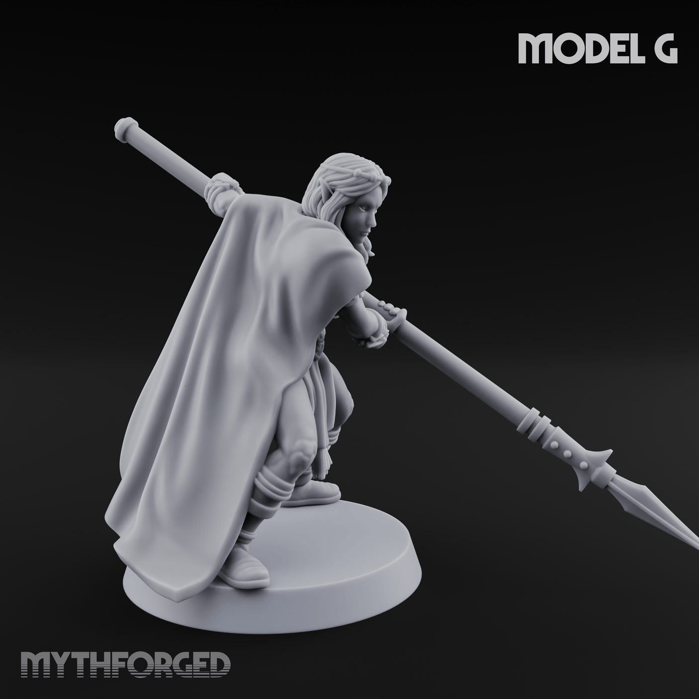 Spear Warden Elf Warriors Miniature for Dungeons and Dragons, Pathfinder or other TTRPGs